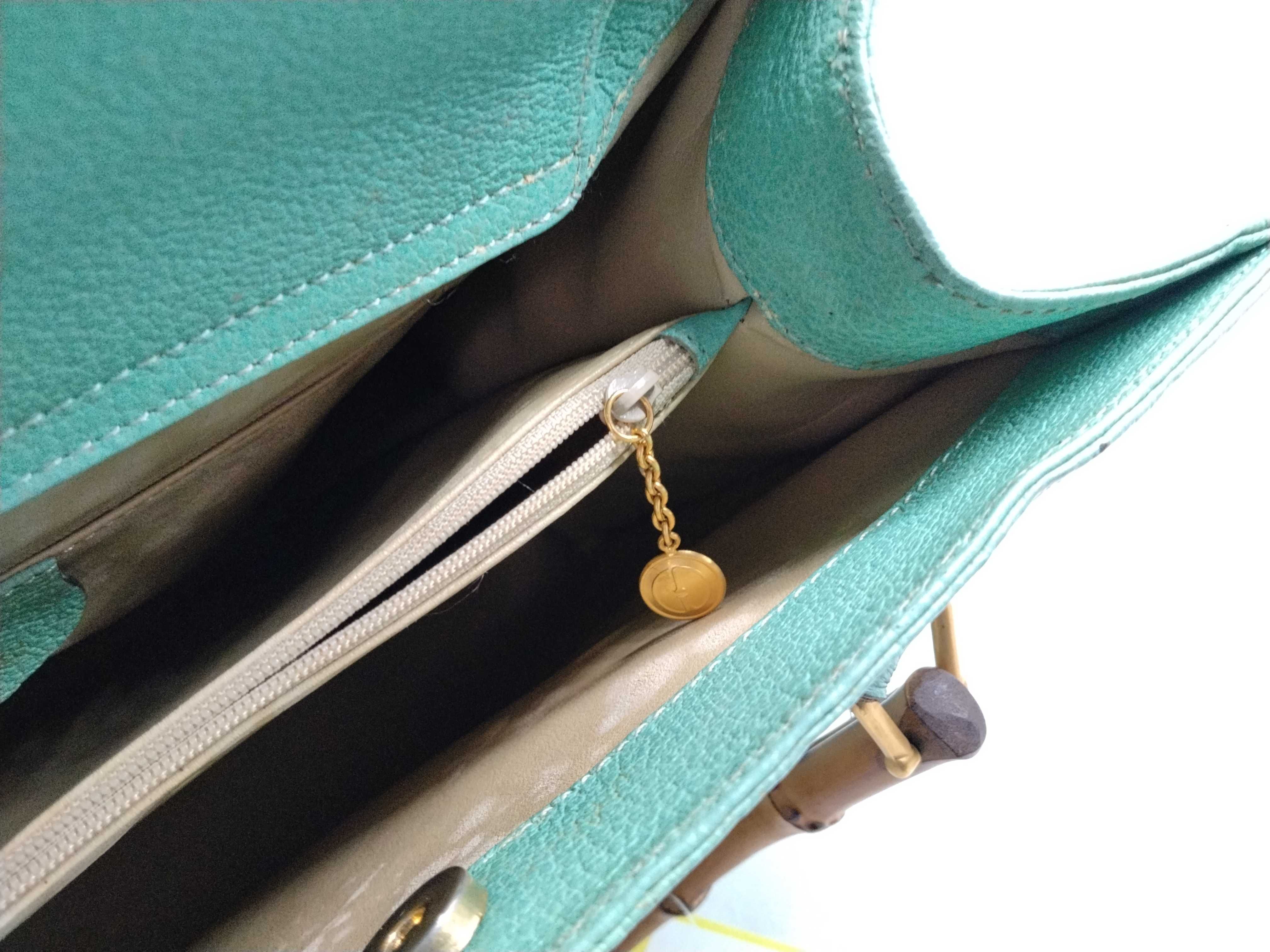 Bamboo Leather Turquoise Hand Tote Handbag — view 12