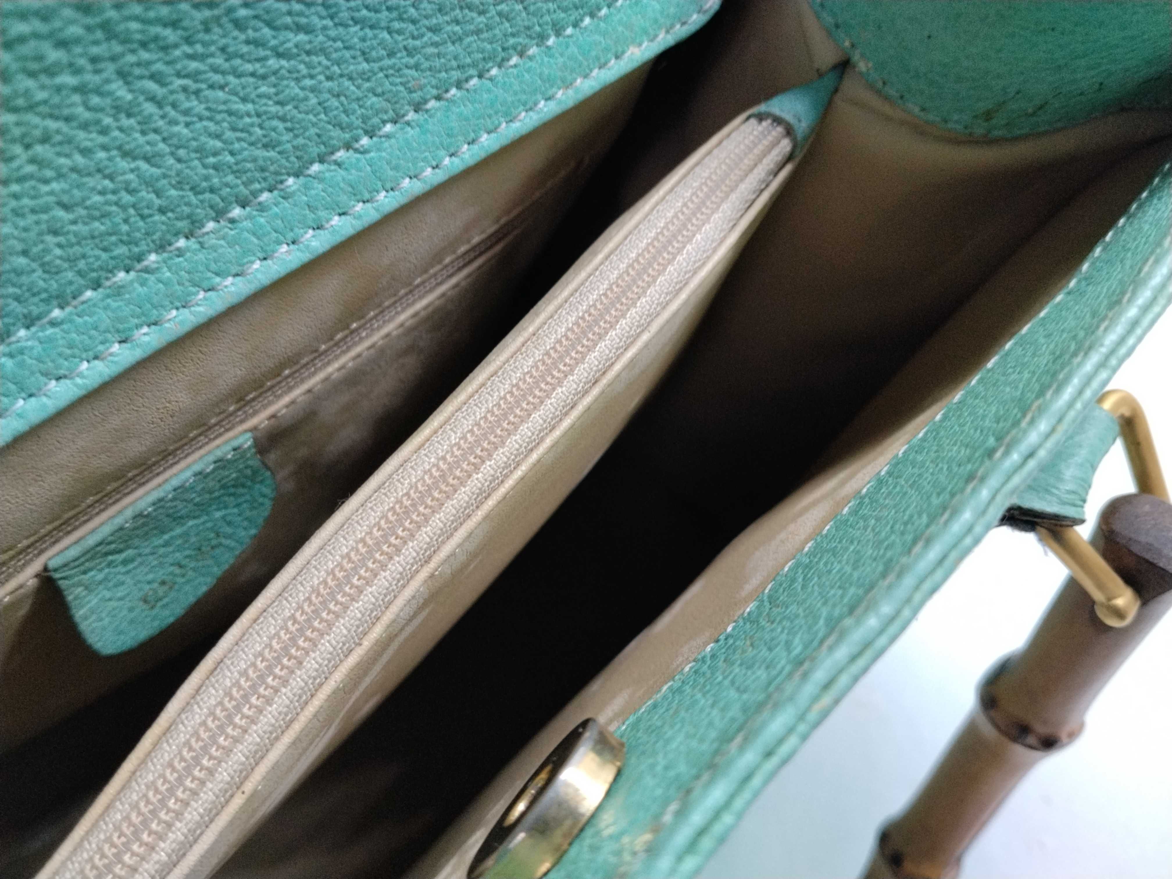 Bamboo Leather Turquoise Hand Tote Handbag — view 14