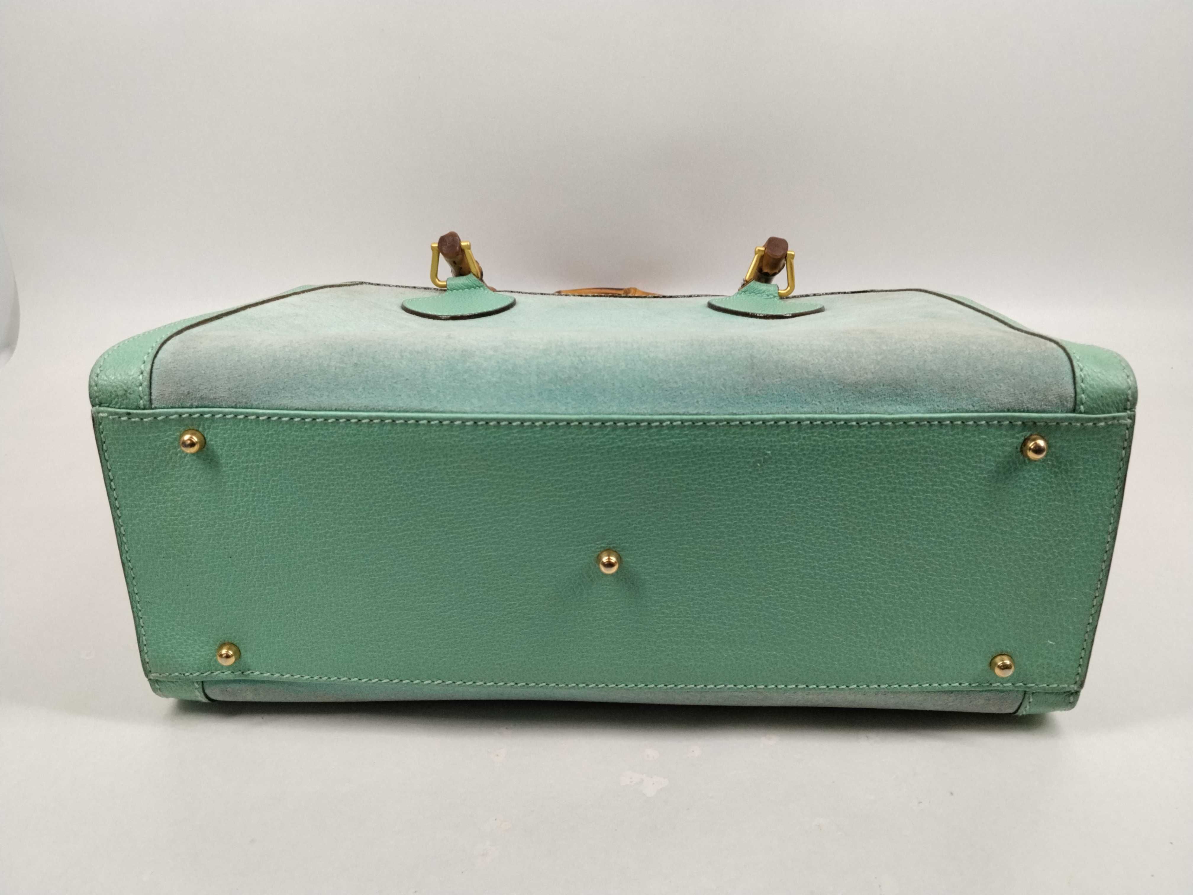 Bamboo Leather Turquoise Hand Tote Handbag — view 7
