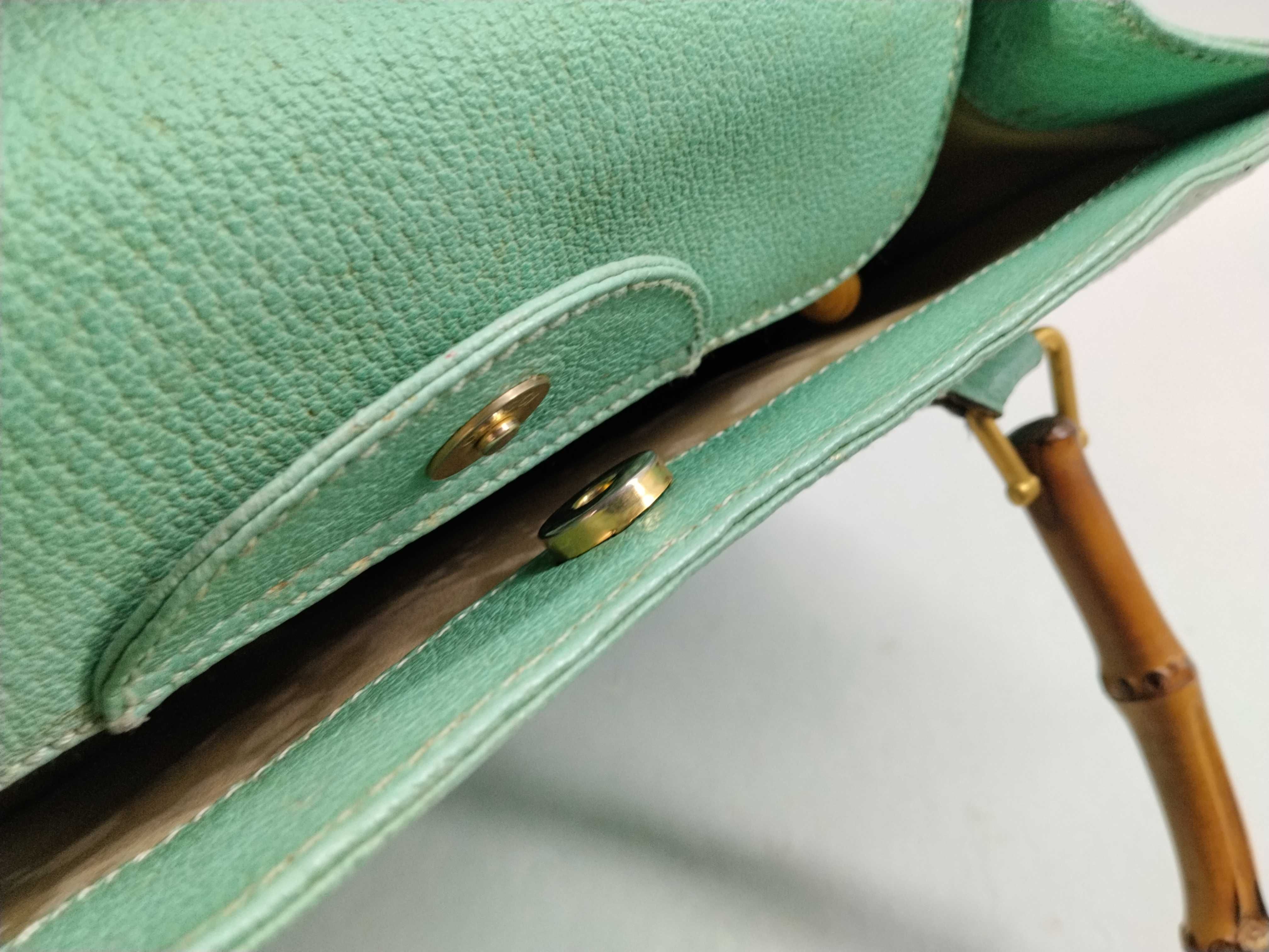 Bamboo Leather Turquoise Hand Tote Handbag — view 8