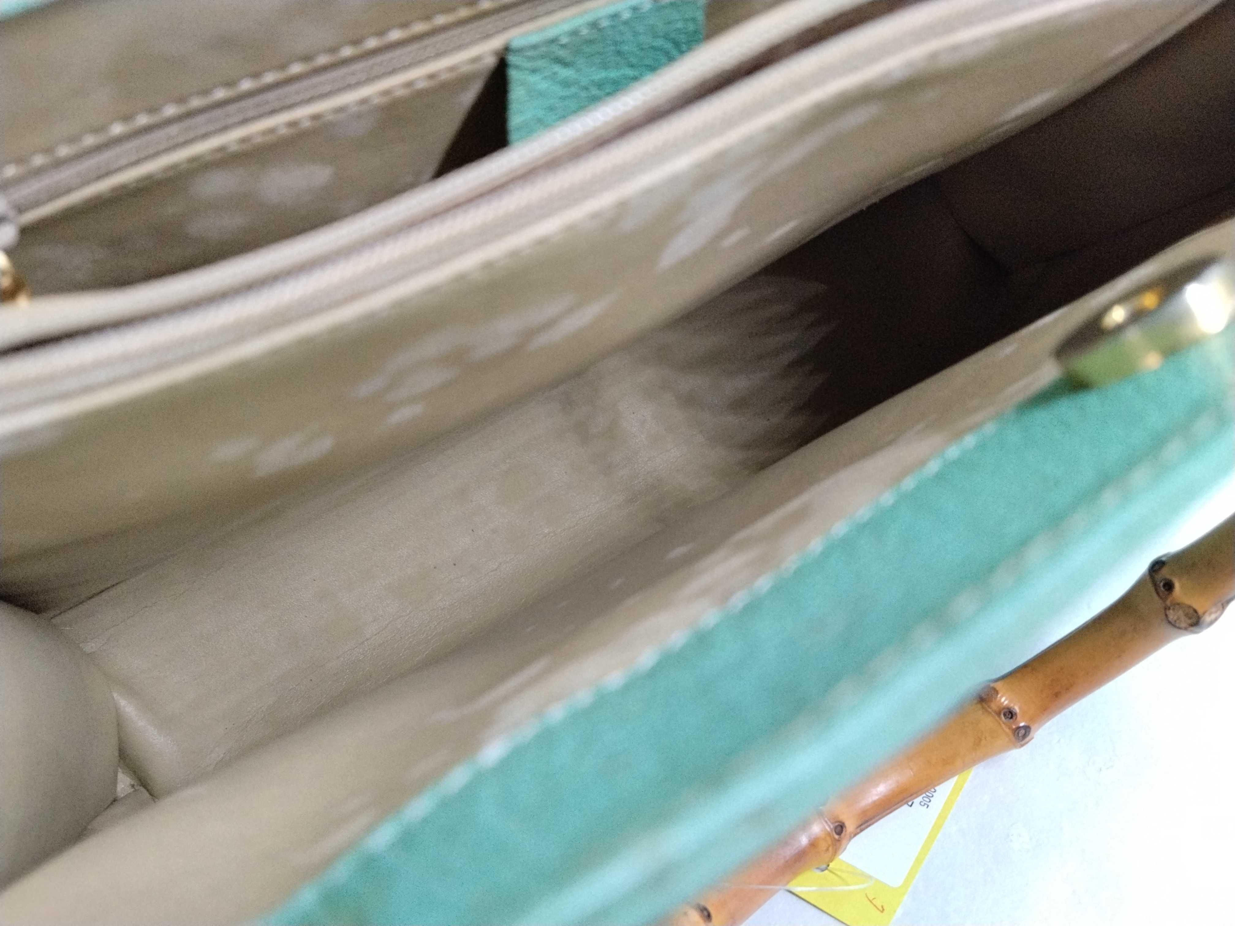 Bamboo Leather Turquoise Hand Tote Handbag — view 9