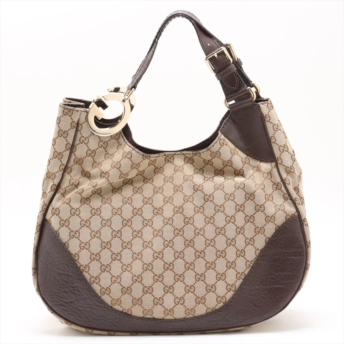 GG Canvas x Leather Shoulder Bag Beige x Brown 203504 — view 2