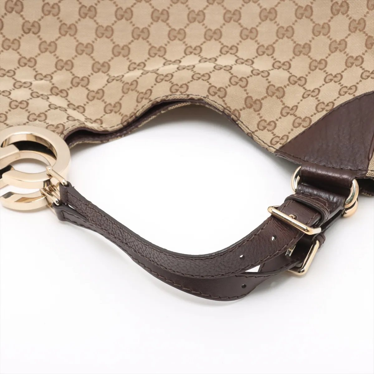 GG Canvas x Leather Shoulder Bag Beige x Brown 203504 — view 5