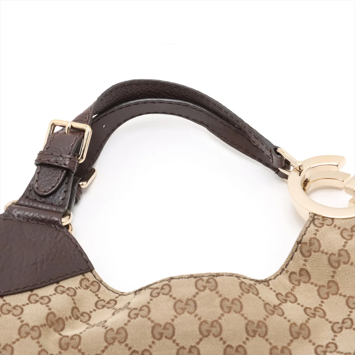 GG Canvas x Leather Shoulder Bag Beige x Brown 203504 — view 6