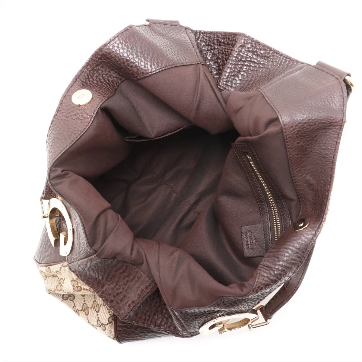 GG Canvas x Leather Shoulder Bag Beige x Brown 203504 — view 7