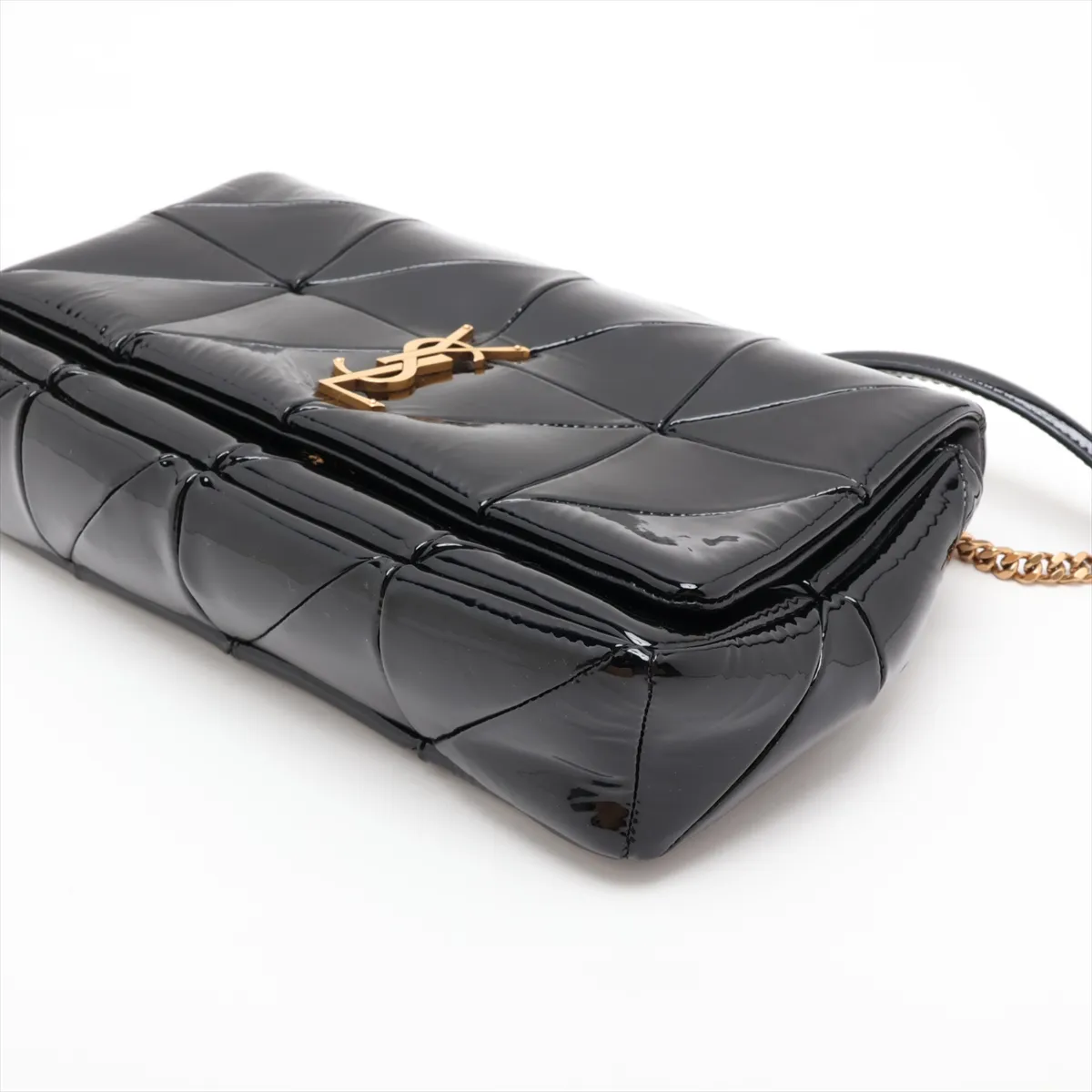 Jamie 515821 Patent Leather Chain Shoulder Bag, Black — view 3