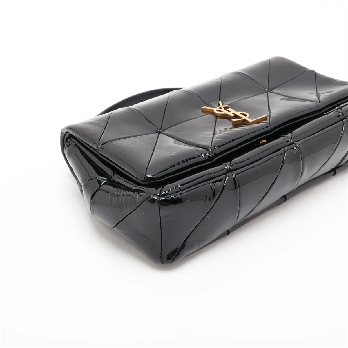 Jamie 515821 Patent Leather Chain Shoulder Bag, Black — view 4