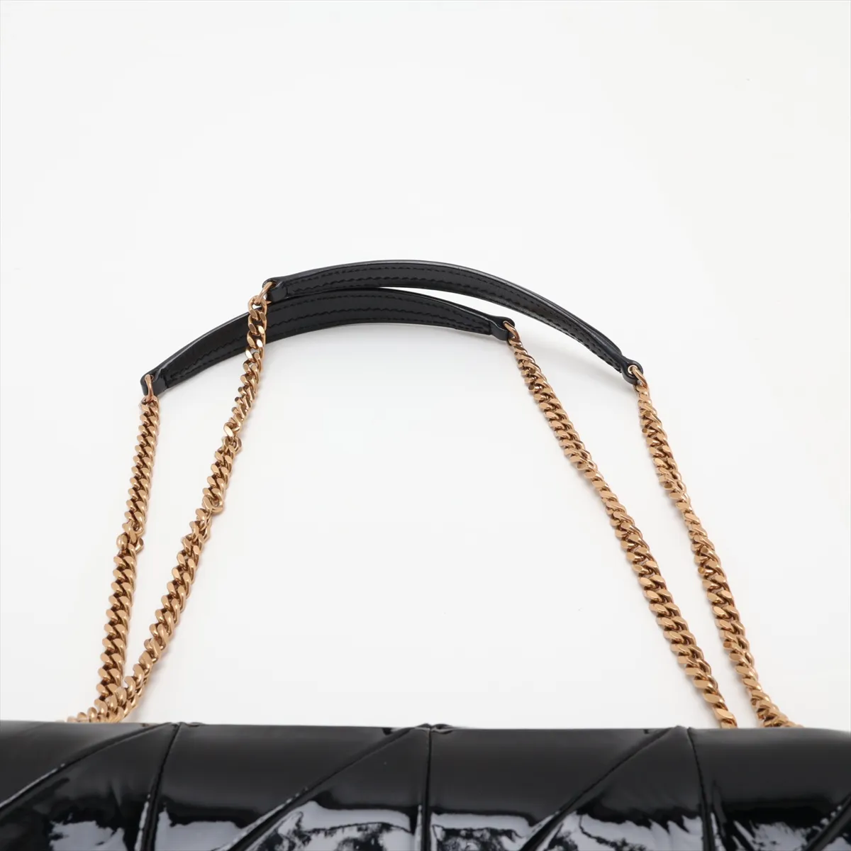 Jamie 515821 Patent Leather Chain Shoulder Bag, Black — view 6