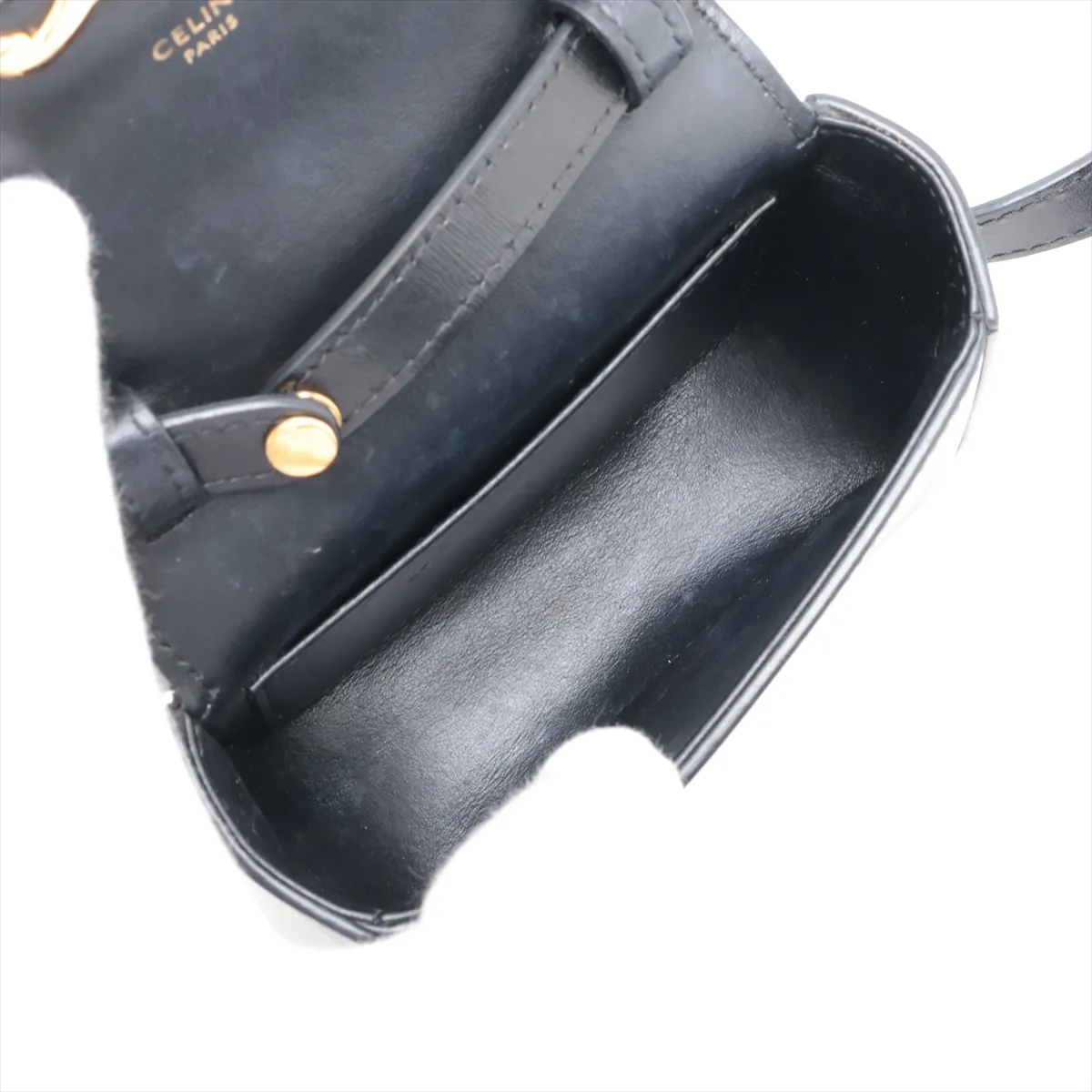 Triomphe Mini Claude Leather Shoulder Bag, Black — view 6