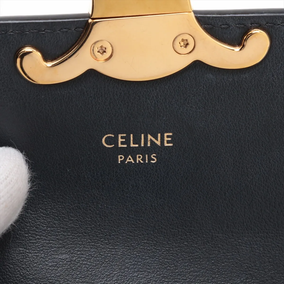 Triomphe Mini Claude Leather Shoulder Bag, Black — view 7