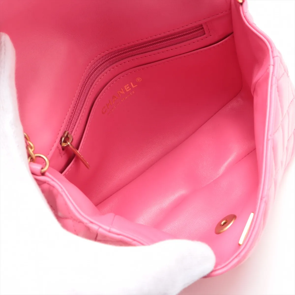 Matelasse Lambskin Single Flap Single Chain Bag Pink Gold Hardware U291U7A0 Random Plate — view 6