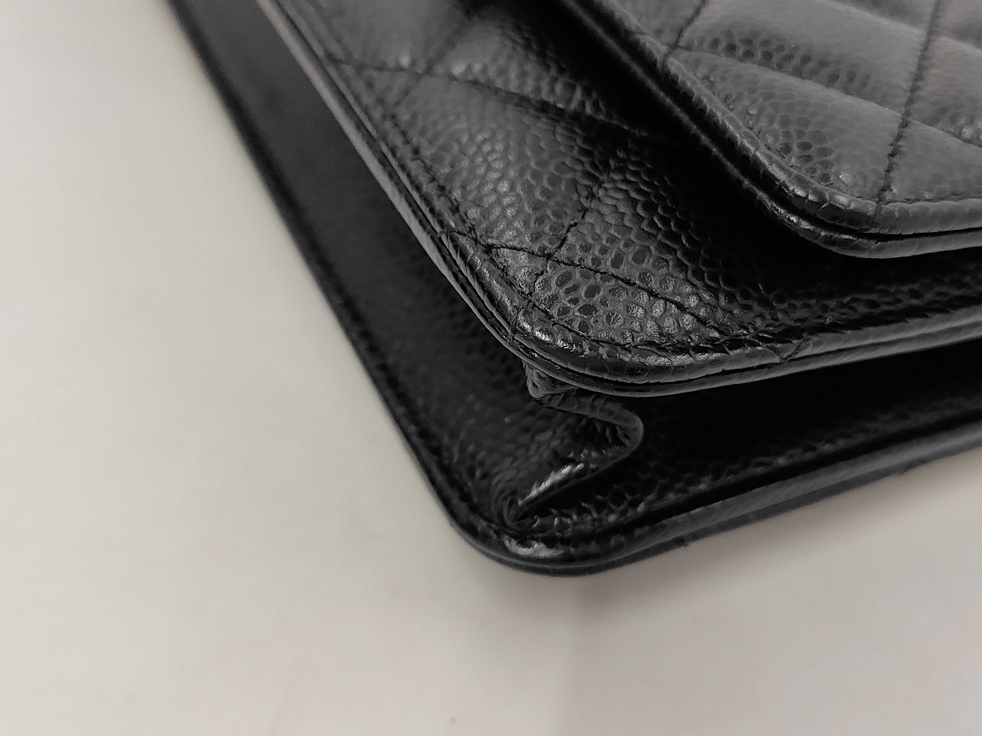 Matelassé Chain Wallet, Black Caviar Leather, Gold Hardware, Shoulder Bag — view 4