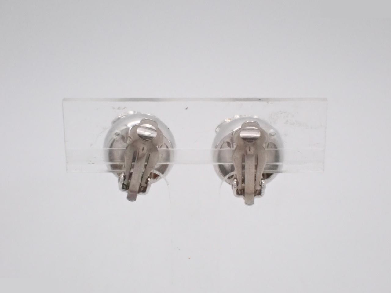 Coco Mark Earrings with Embossed Design, 00A, Silver — view 2