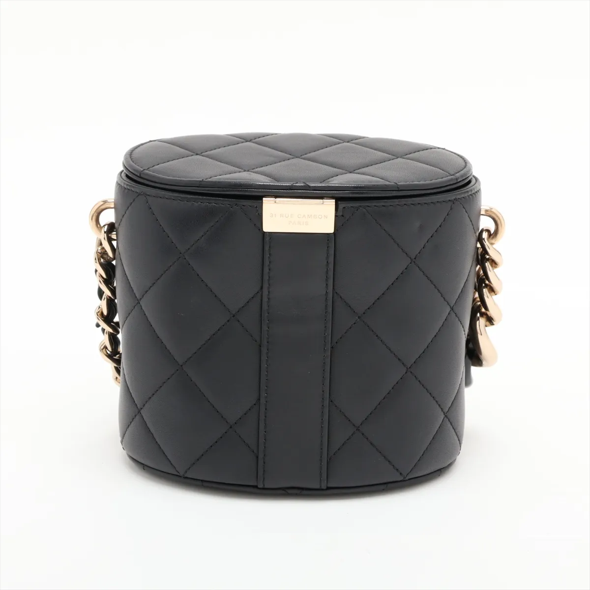 Matelassé Lambskin Vanity Bag, Black x Navy, Silver Hardware, 29261951, Serial Number 29 — view 2
