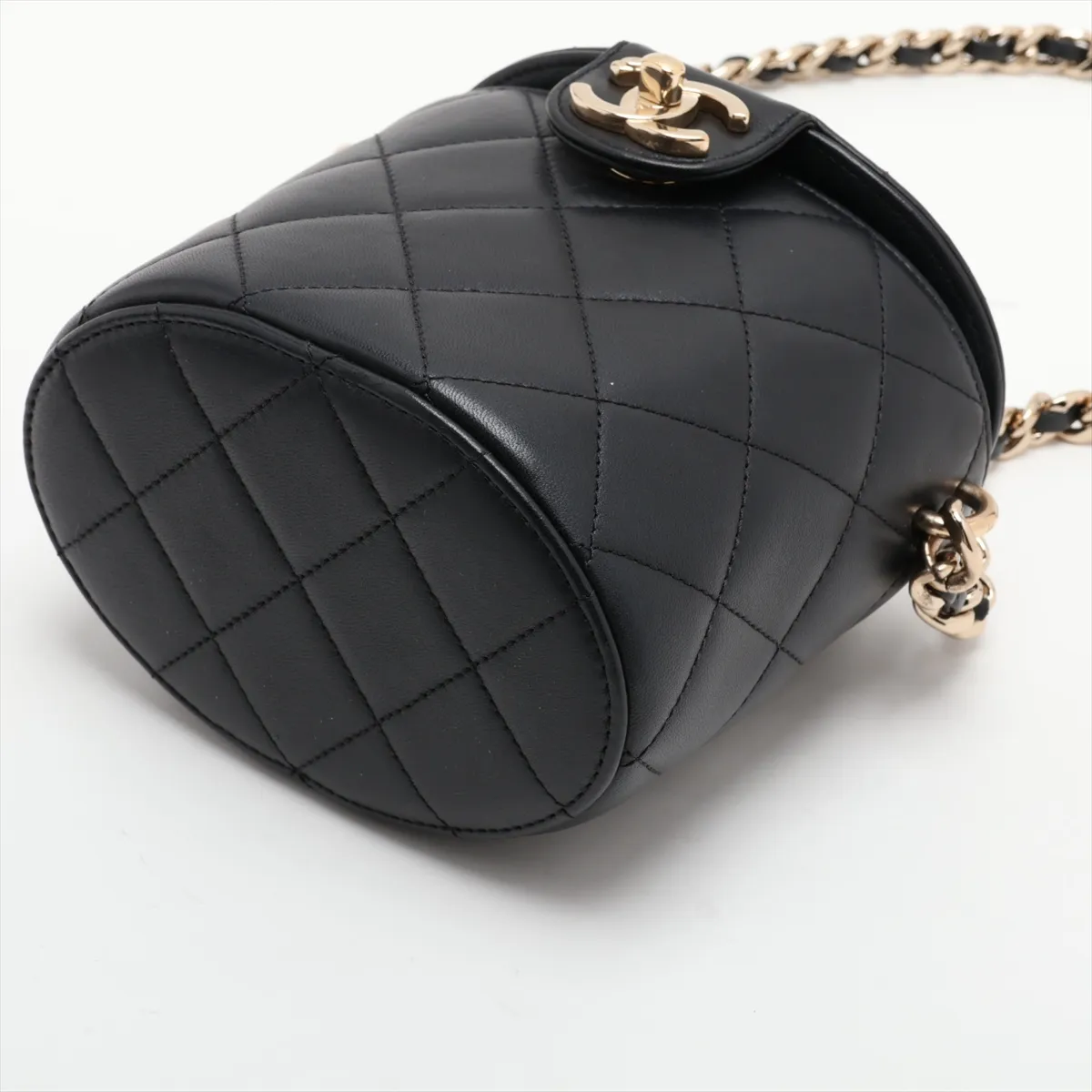 Matelassé Lambskin Vanity Bag, Black x Navy, Silver Hardware, 29261951, Serial Number 29 — view 3
