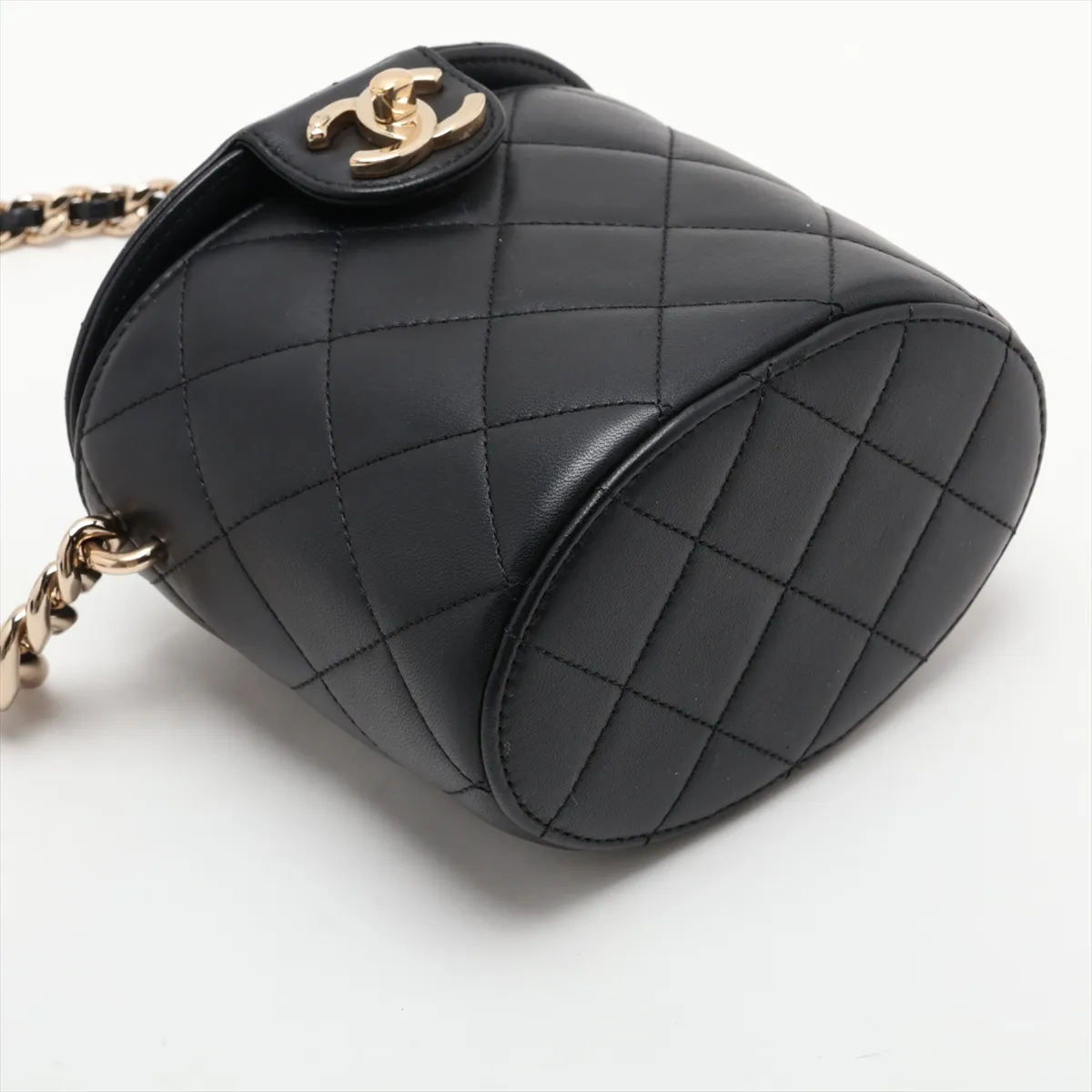 Matelassé Lambskin Vanity Bag, Black x Navy, Silver Hardware, 29261951, Serial Number 29 — view 4