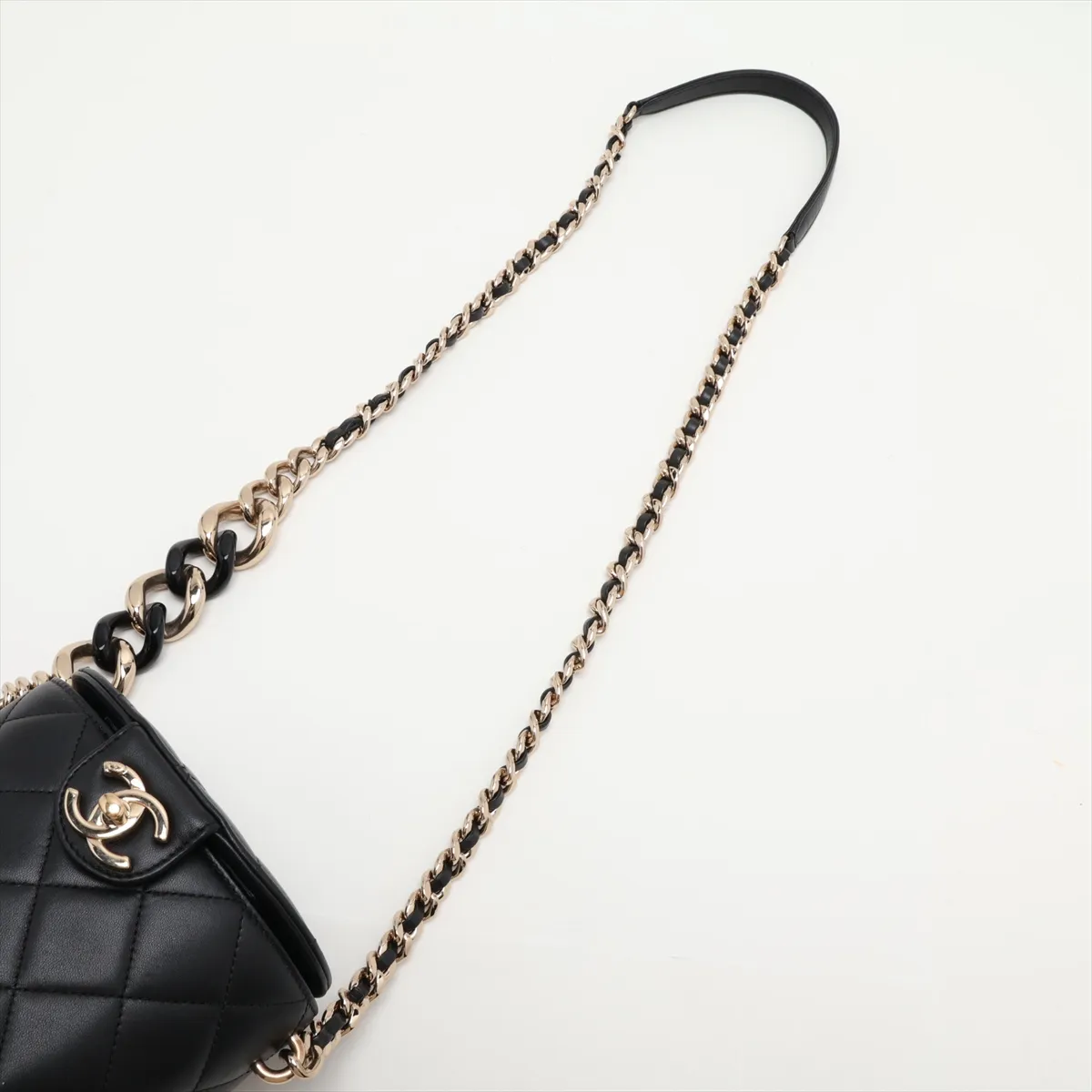 Matelassé Lambskin Vanity Bag, Black x Navy, Silver Hardware, 29261951, Serial Number 29 — view 5