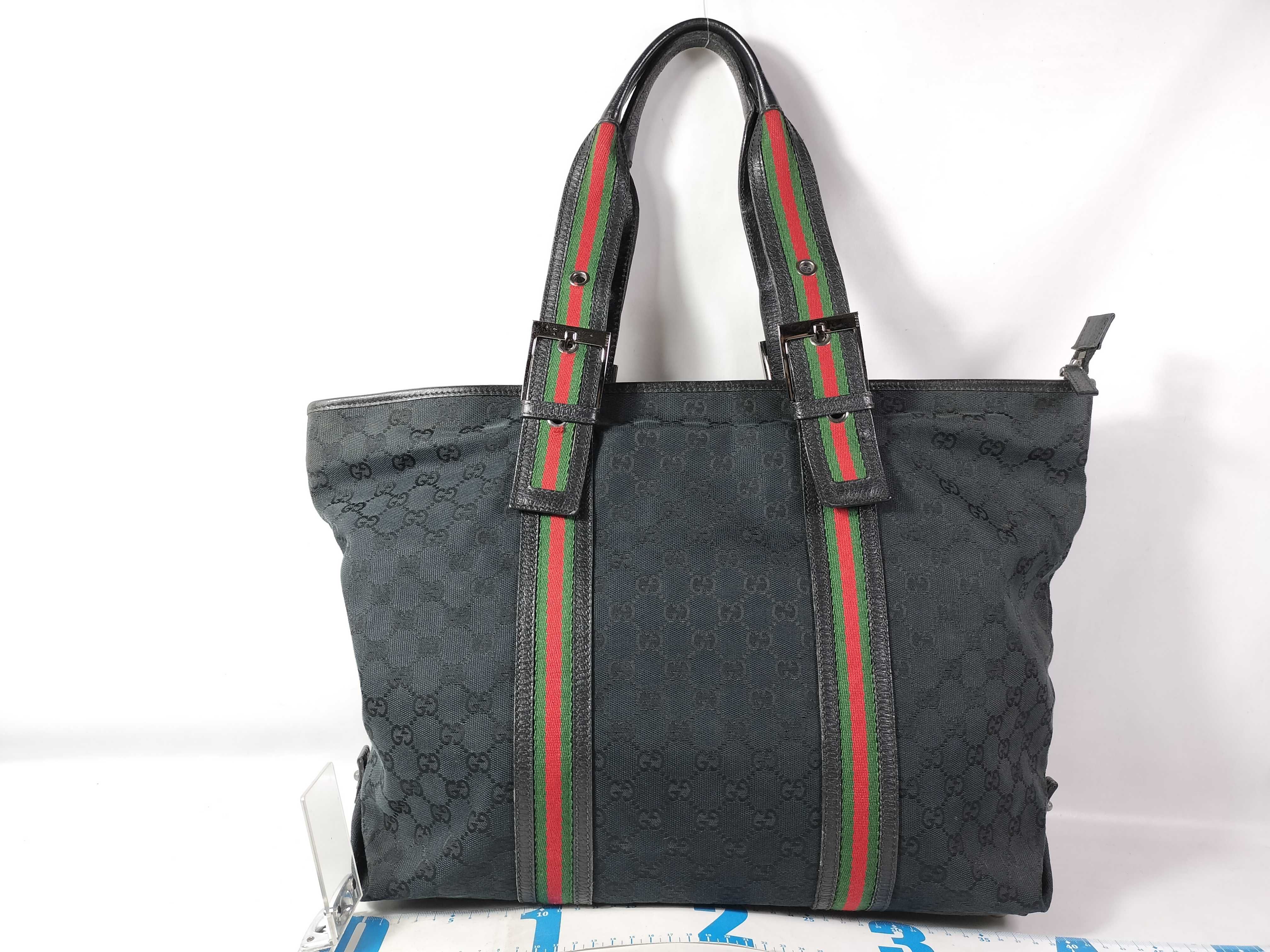 GG Canvas Tote Bag, Gucci Tote Bag, Canvas, Sherry Line, Leather, GG Pattern Tote Bag — view 2