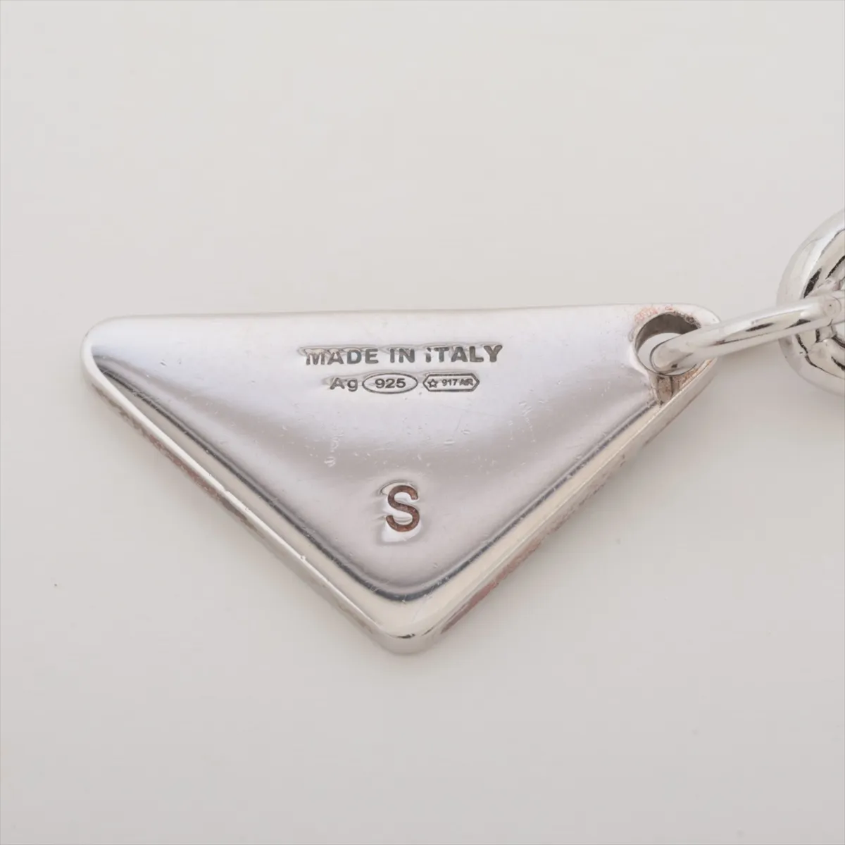 2JB357 Triangle Logo Bracelet, Size S, 925 Sterling Silver, 10.2g, Black x Silver, — view 3