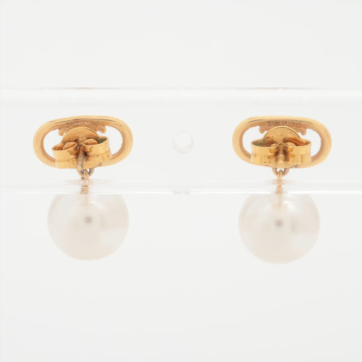 Carre 90 PIERRES d' ORIENT et d' OCCIDENT Oriental stone and Western stonework Earrings (for both ears) GP x Fake pearl Gold — view 2