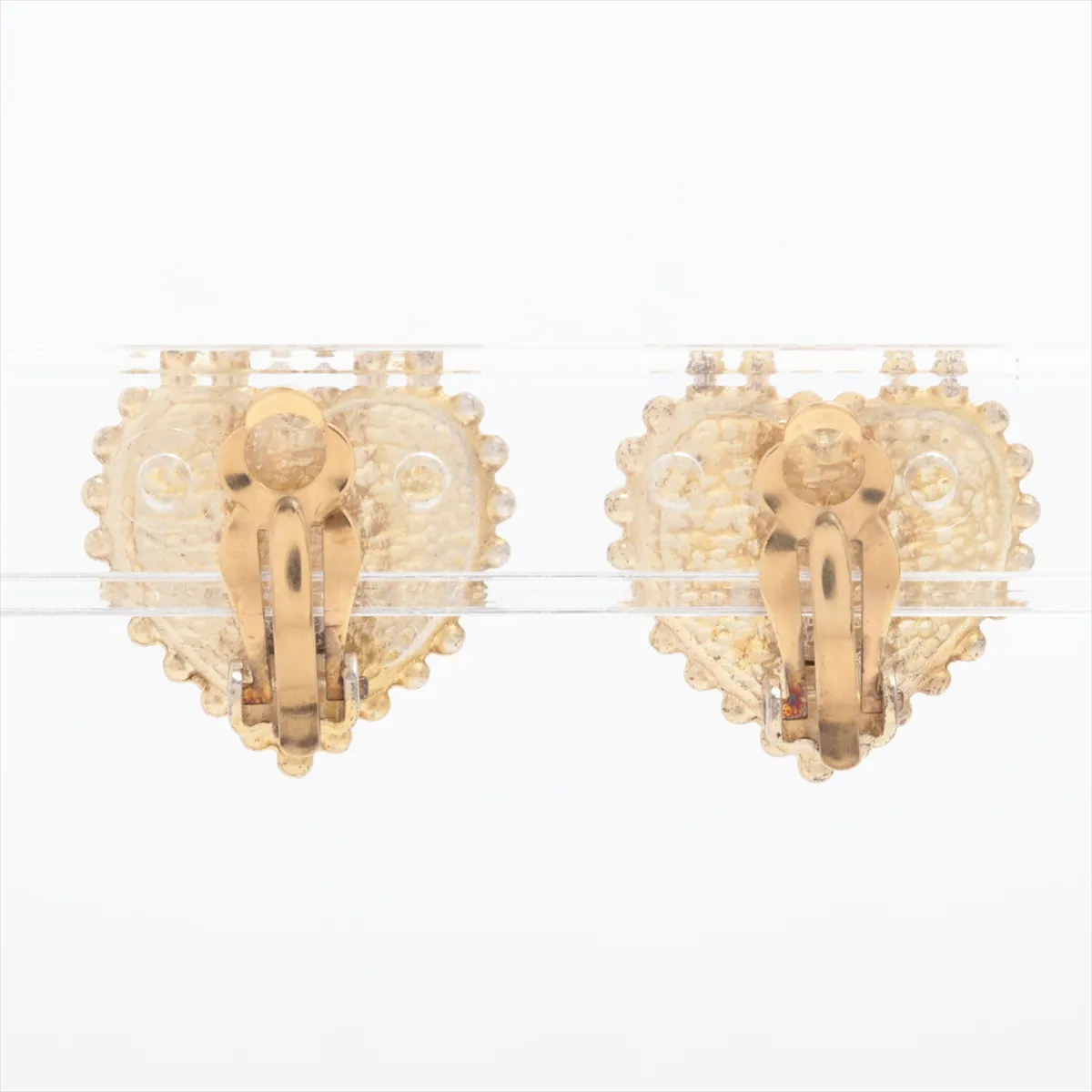 Coco Mark Heart 07P Earrings (Pair) GP Gold. Shows signs of wear, — view 2