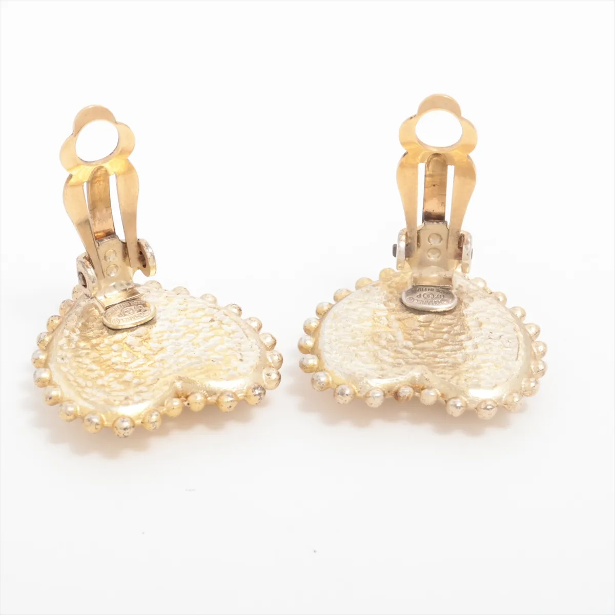Coco Mark Heart 07P Earrings (Pair) GP Gold. Shows signs of wear, — view 4