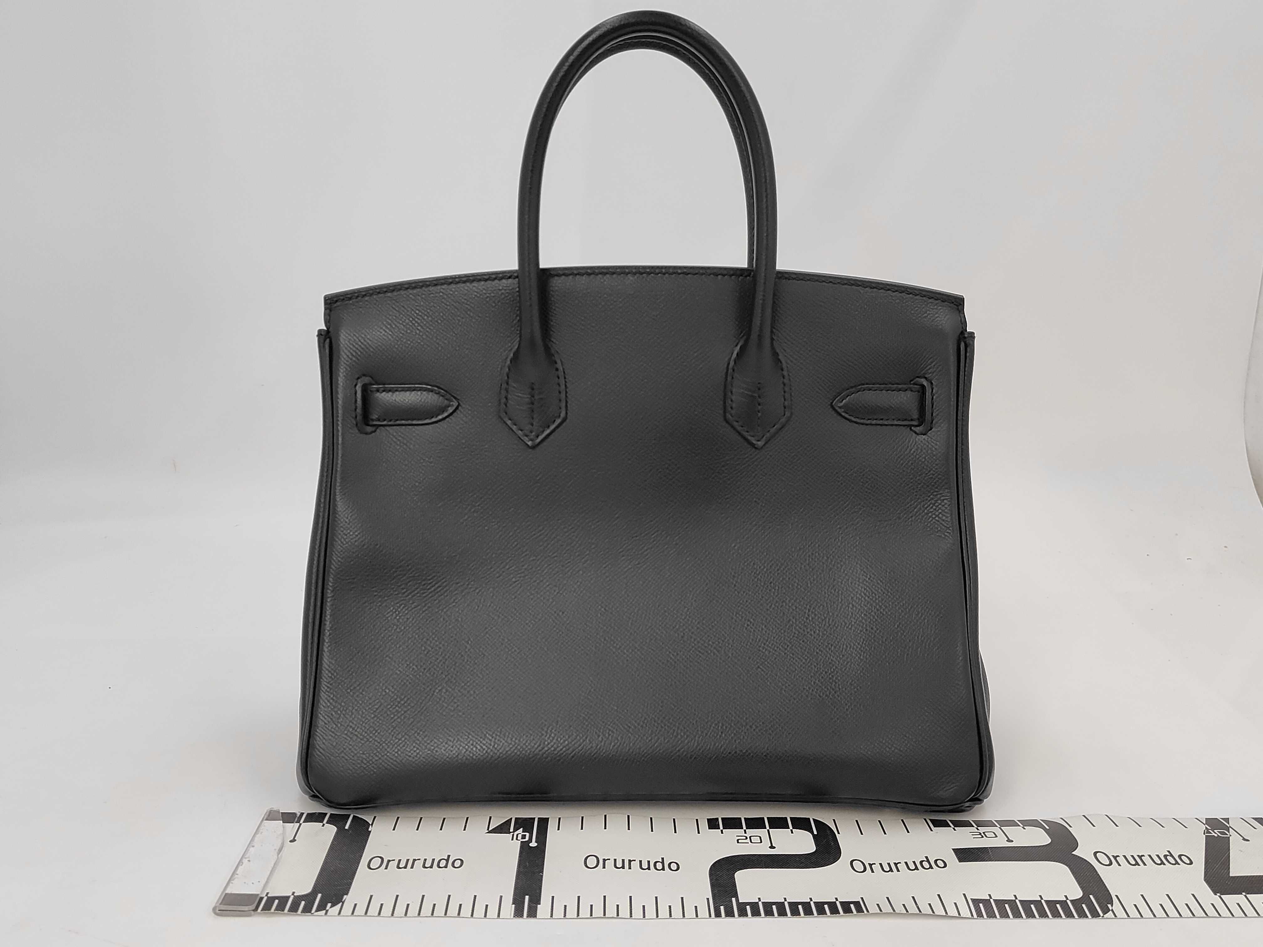 Birkin 30 C stamp Epsom leather Noir silver hardware handbag — view 2