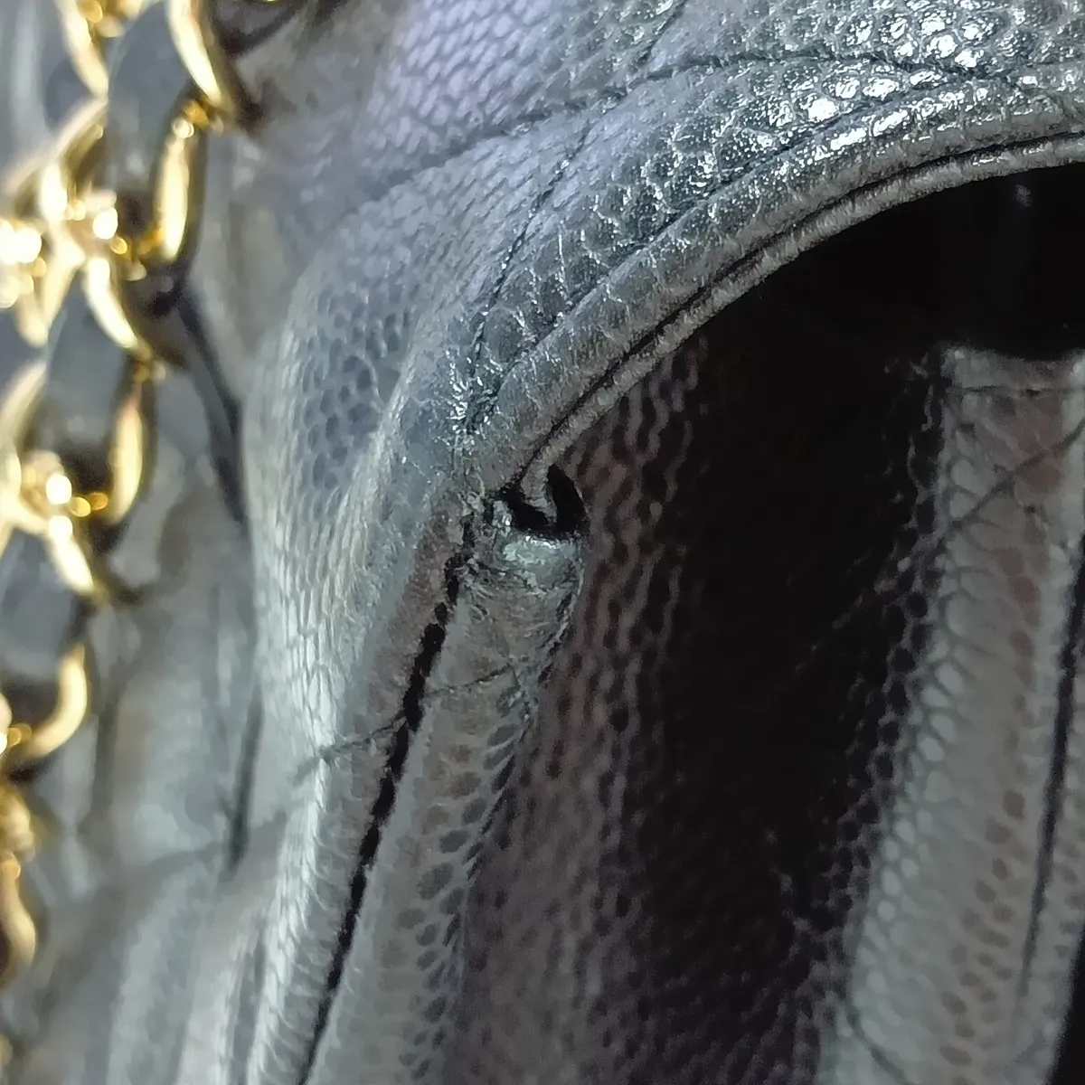 [Individually packaged] Chanel Large Matelassé 30 Caviar Skin Single Flap Double Chain Bag, Black with Gold Hardware, 12062208, Series 12, A28600 — view 14