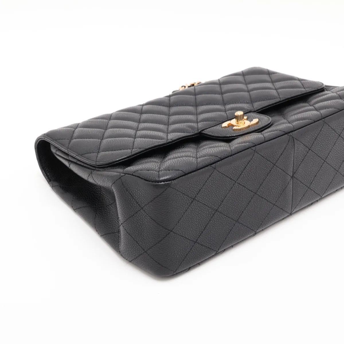 [Individually packaged] Chanel Large Matelassé 30 Caviar Skin Single Flap Double Chain Bag, Black with Gold Hardware, 12062208, Series 12, A28600 — view 4