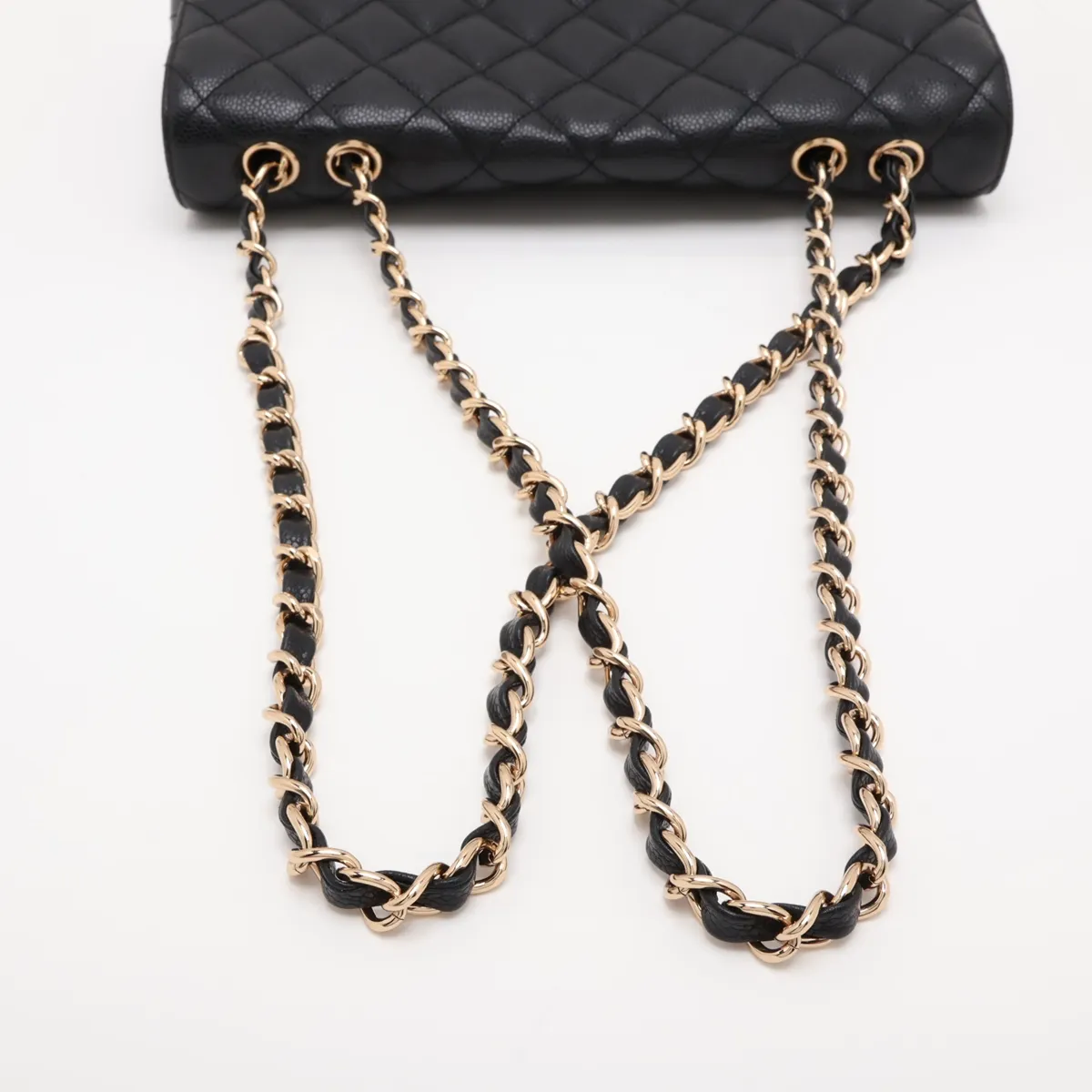 [Individually packaged] Chanel Large Matelassé 30 Caviar Skin Single Flap Double Chain Bag, Black with Gold Hardware, 12062208, Series 12, A28600 — view 5