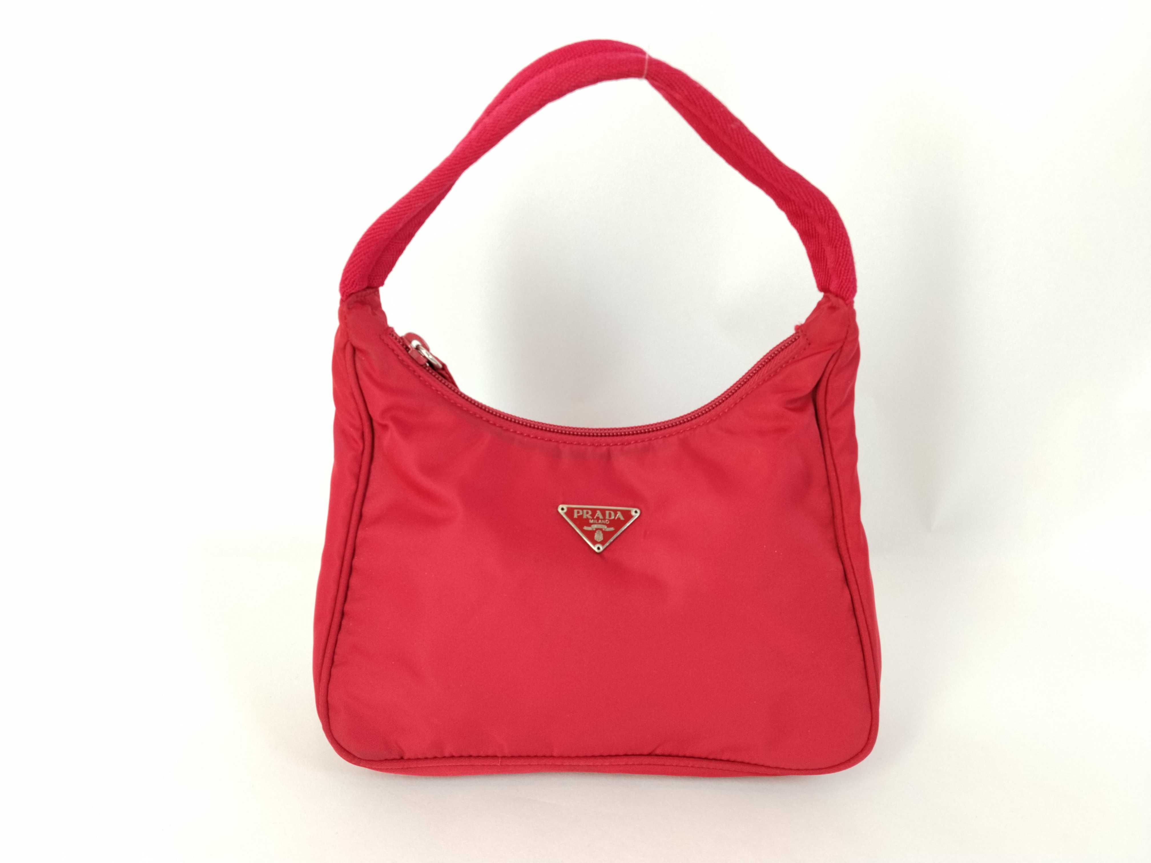 nylon bag, Prada nylon triangular logo one-shoulder bag, hobo handbag