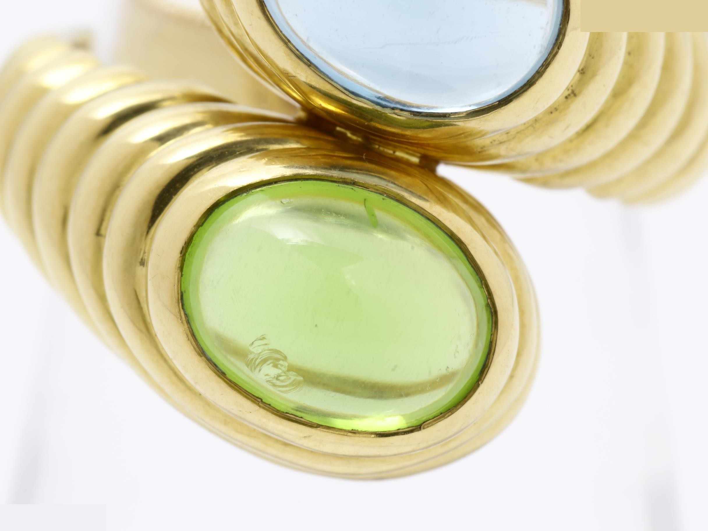 Doppio Bachelorato ring, peridot and blue topaz, size 12 — view 2