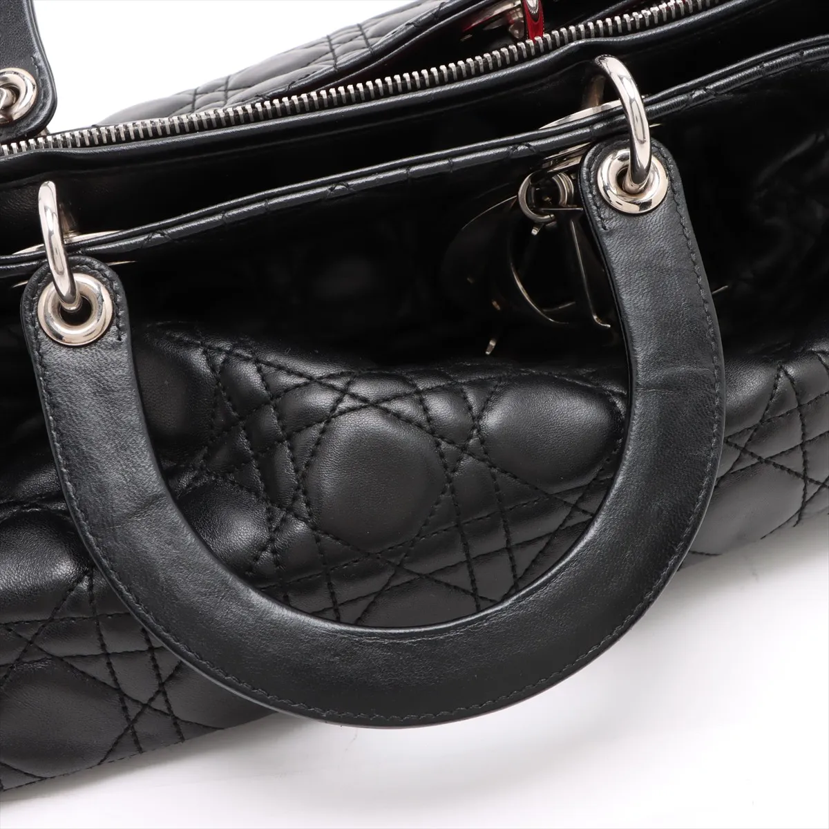 Cannage Lady Dior Leather 2WAY Handbag Black — view 12