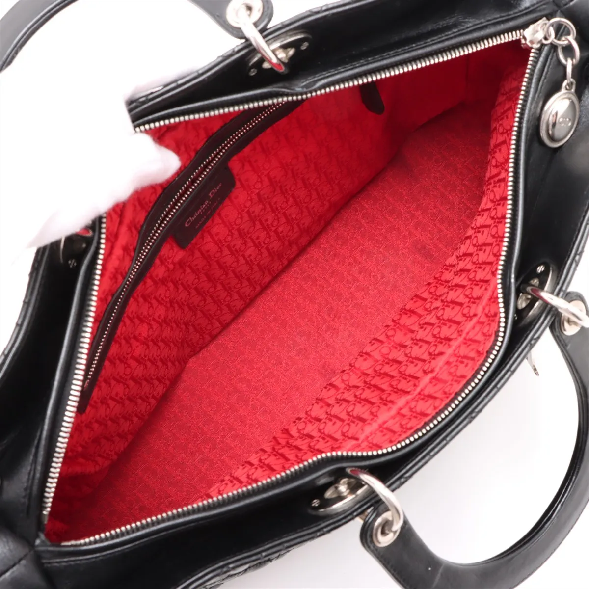 Cannage Lady Dior Leather 2WAY Handbag Black — view 8