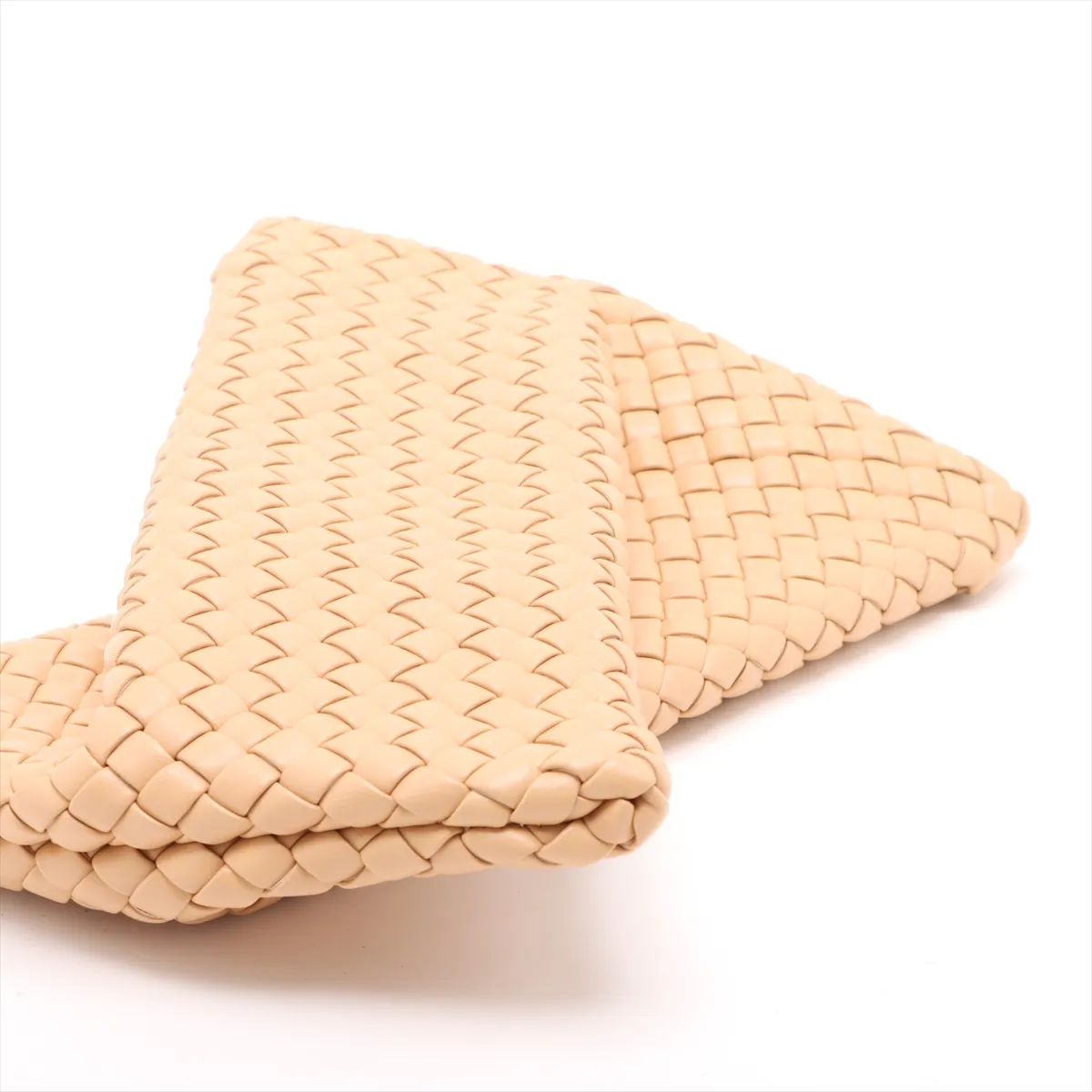 Intrecciato Leather Clutch Bag Beige — view 3