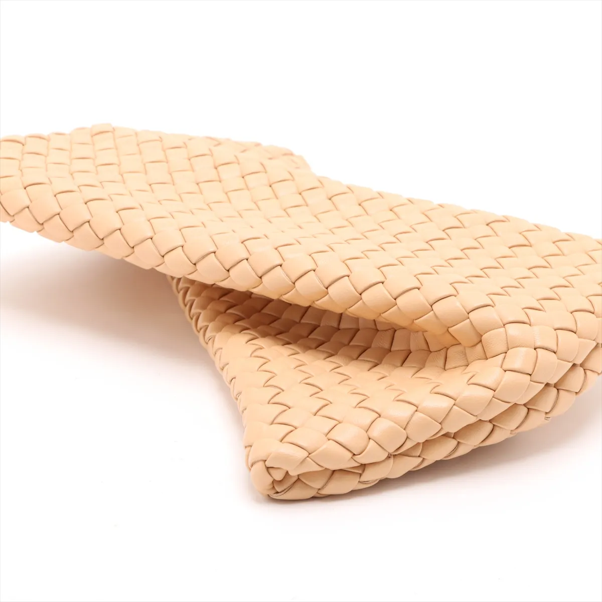 Intrecciato Leather Clutch Bag Beige — view 4