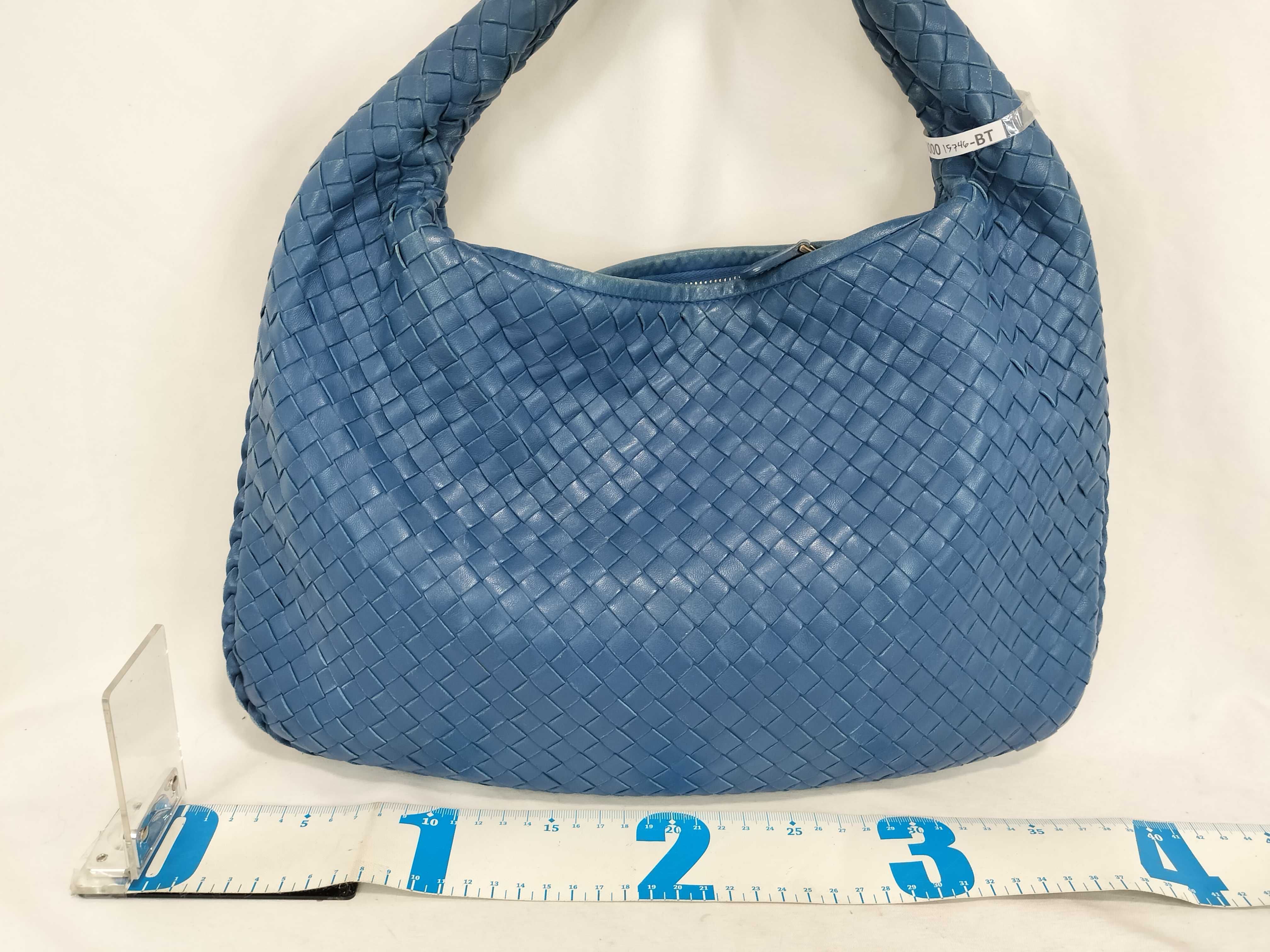 Intrecciato PH - Intrecciato Hobo Bag Blue Leather Handbag — view 2
