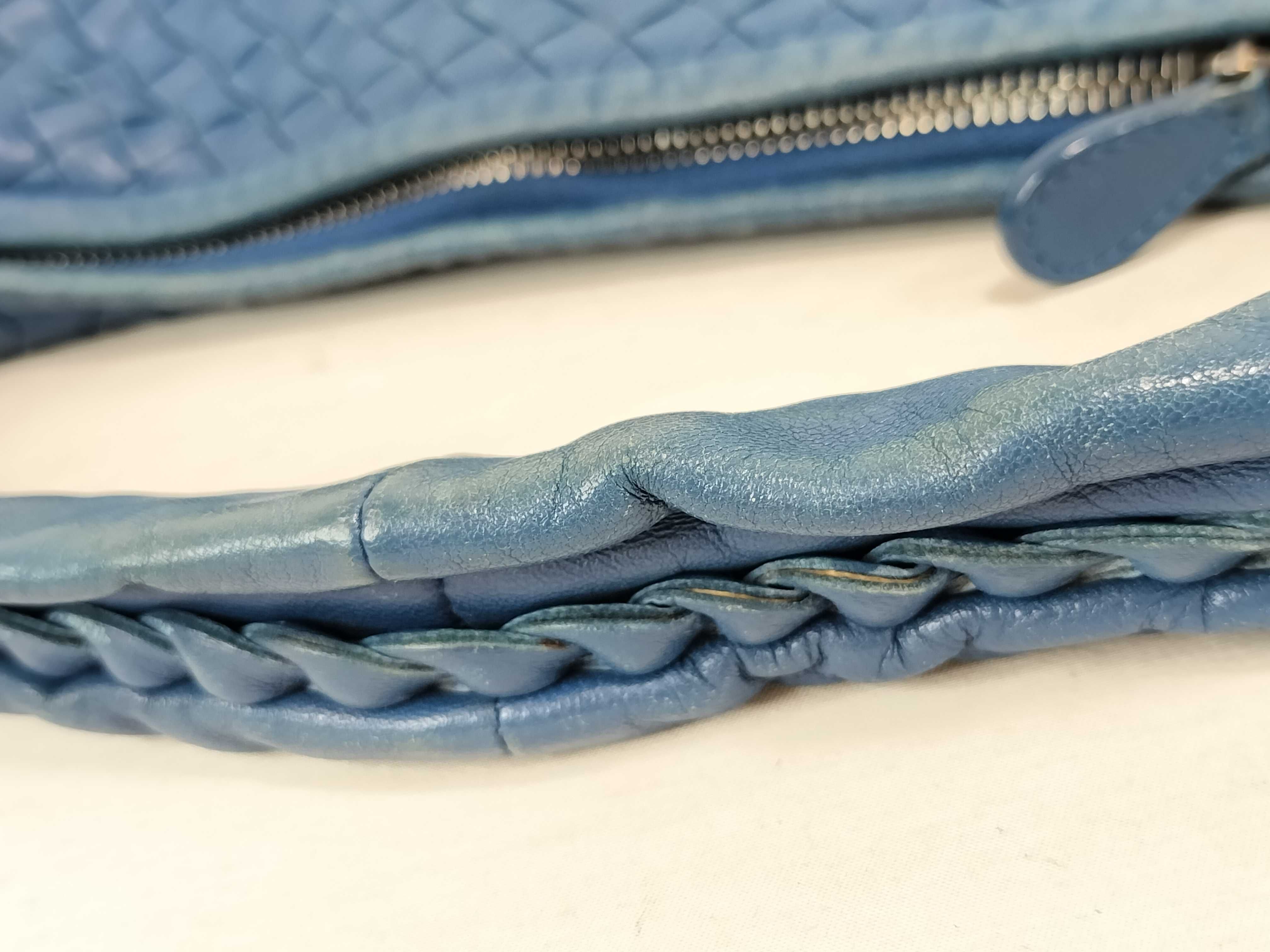 Intrecciato PH - Intrecciato Hobo Bag Blue Leather Handbag — view 4