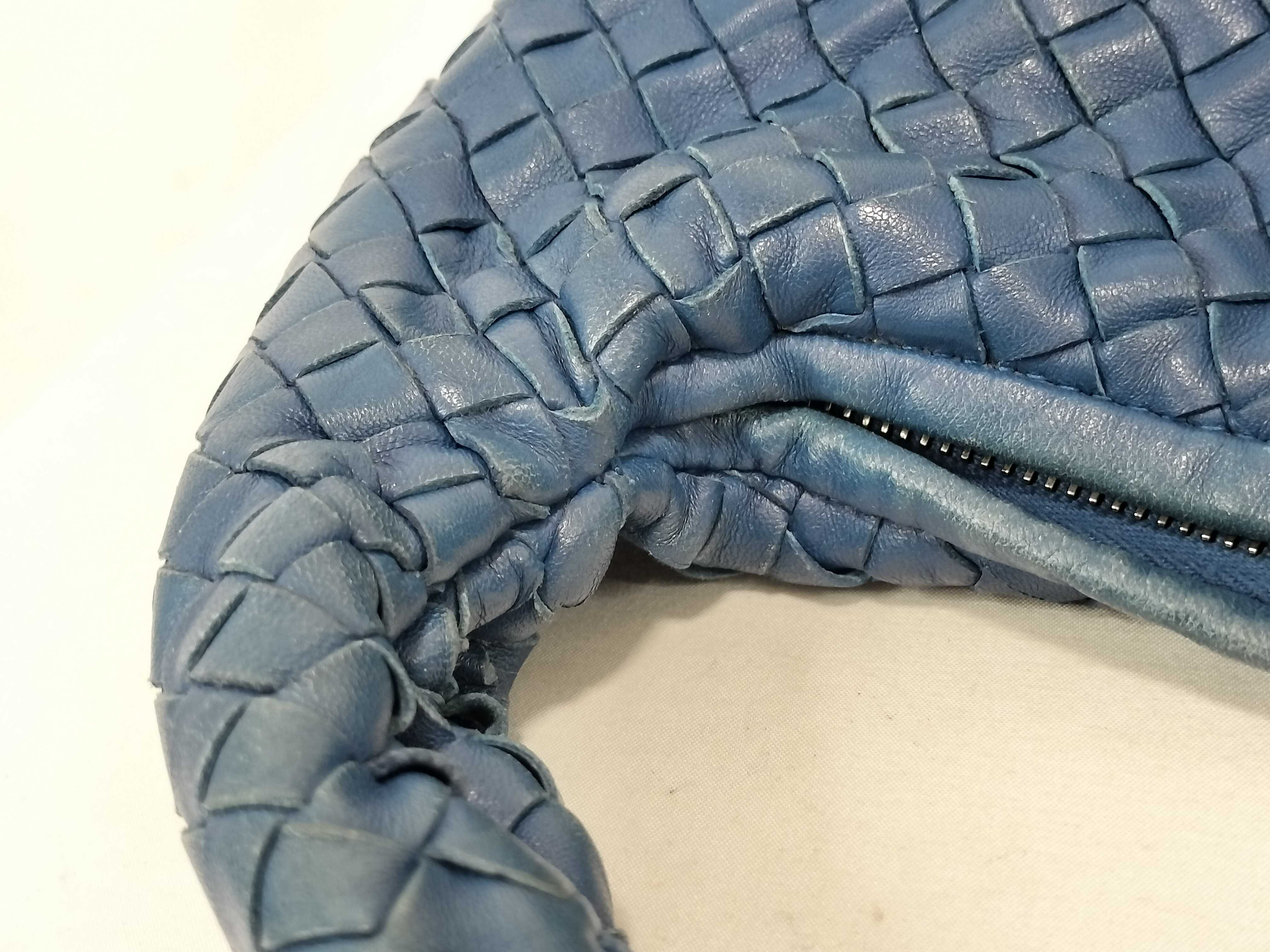 Intrecciato PH - Intrecciato Hobo Bag Blue Leather Handbag — view 5