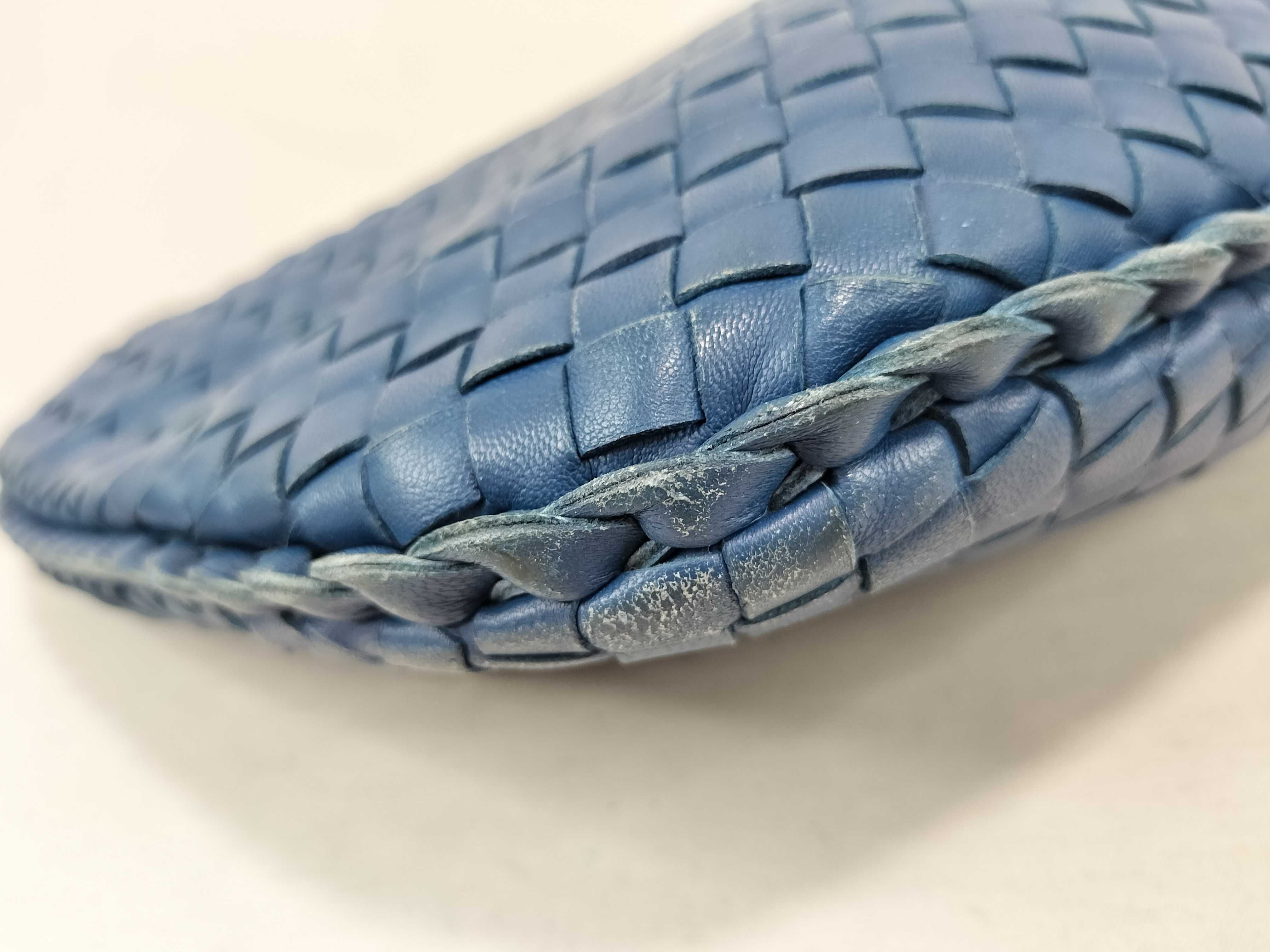Intrecciato PH - Intrecciato Hobo Bag Blue Leather Handbag — view 7