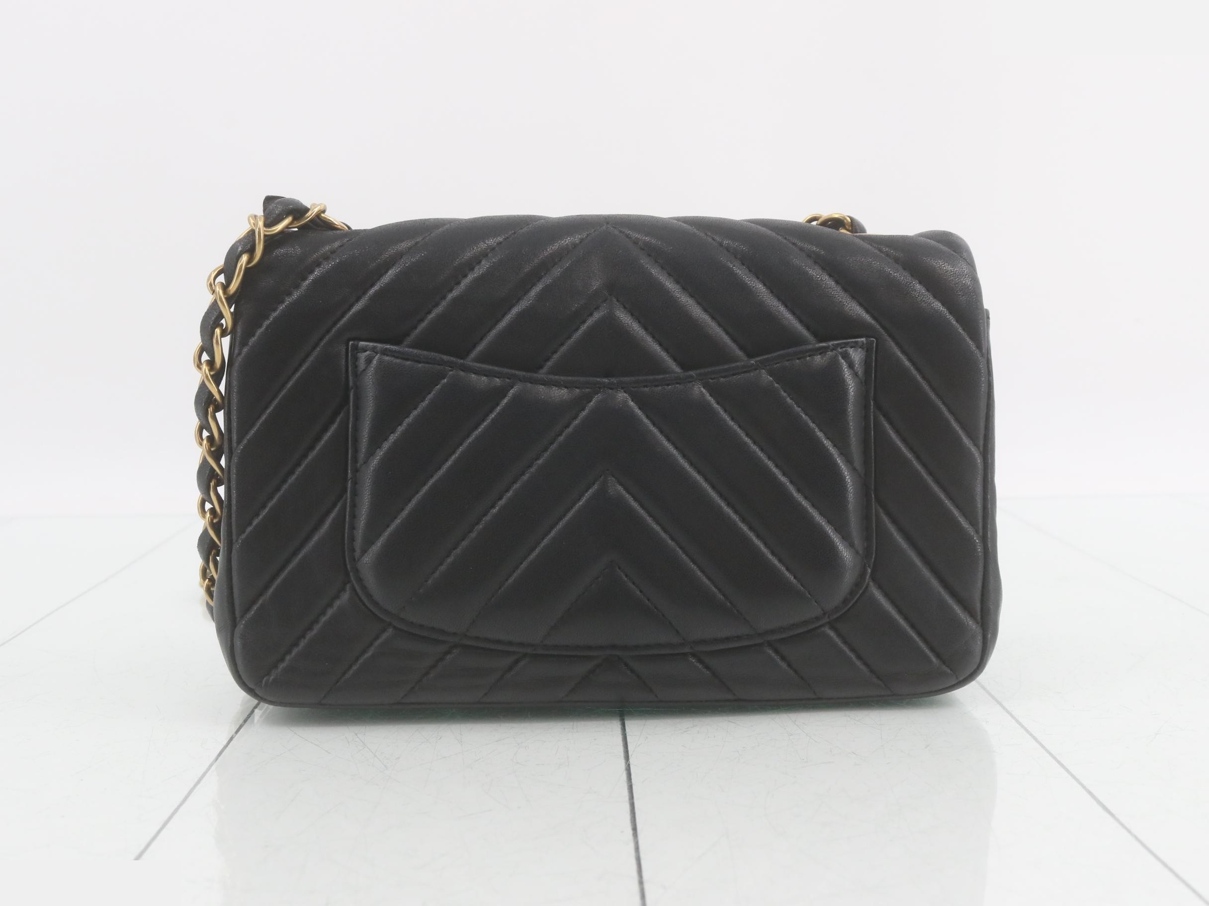 V-stitch lambskin Chanel chain shoulder bag — view 2