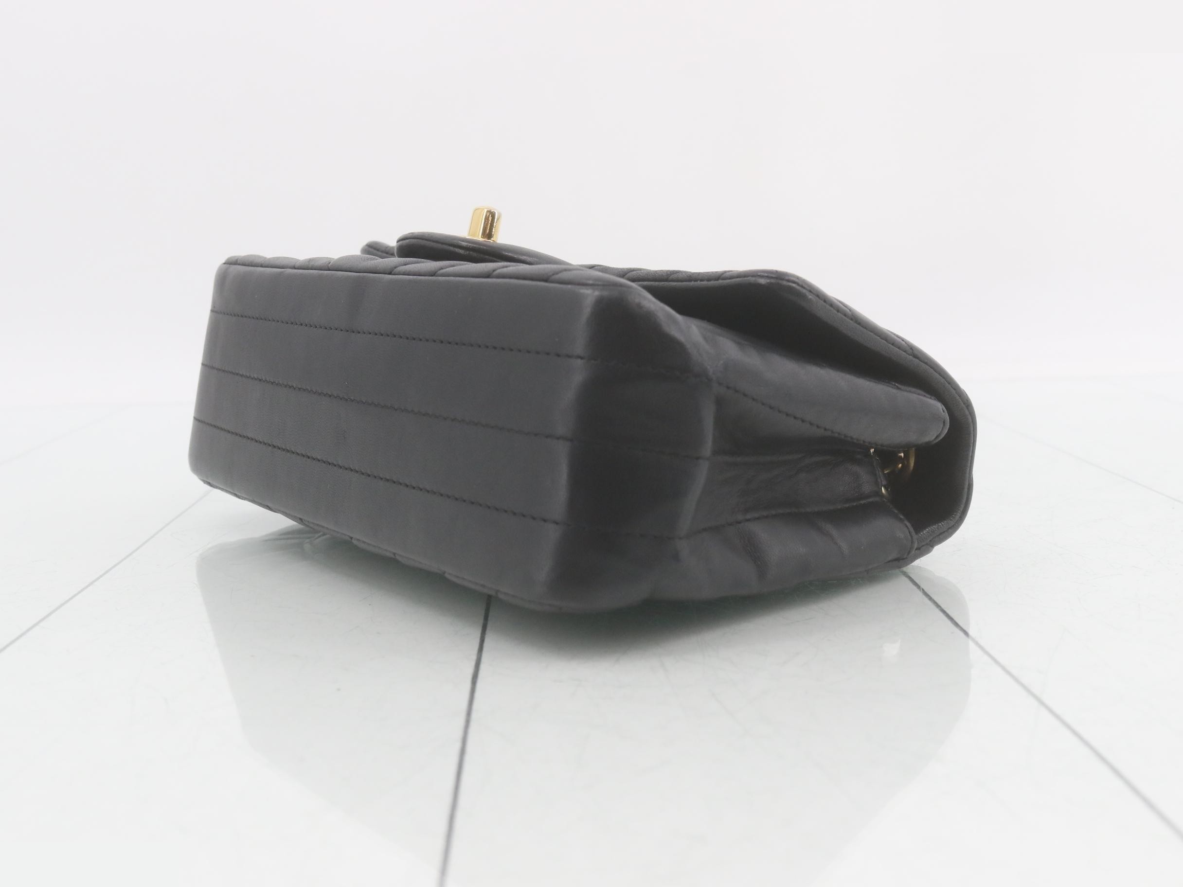 V-stitch lambskin Chanel chain shoulder bag — view 6