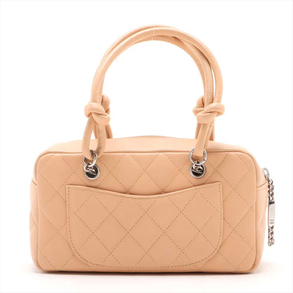 Cambon Line Lambskin x Patent Leather Handbag, Beige, Silver Hardware, Item Number 10173988 (Serial Number in the 10s) — view 2
