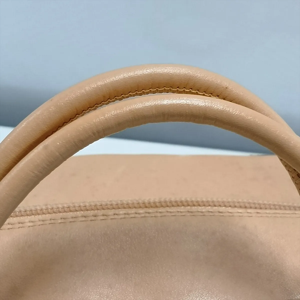 Cambon Line Lambskin x Patent Leather Handbag, Beige, Silver Hardware, Item Number 10173988 (Serial Number in the 10s) — view 14