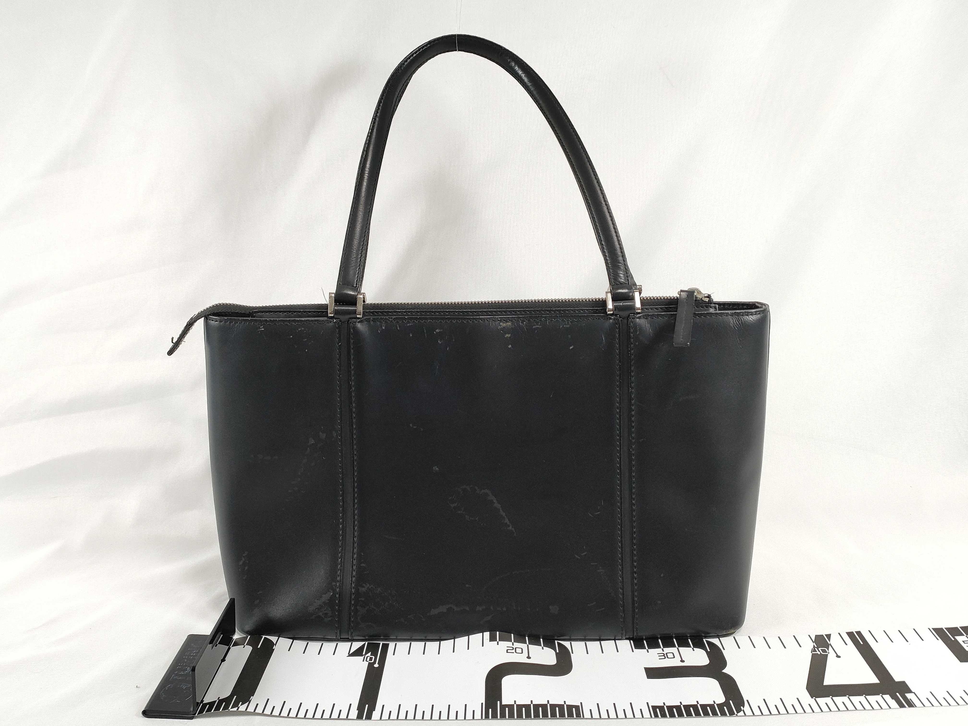handbag, leather, black tote bag — view 2