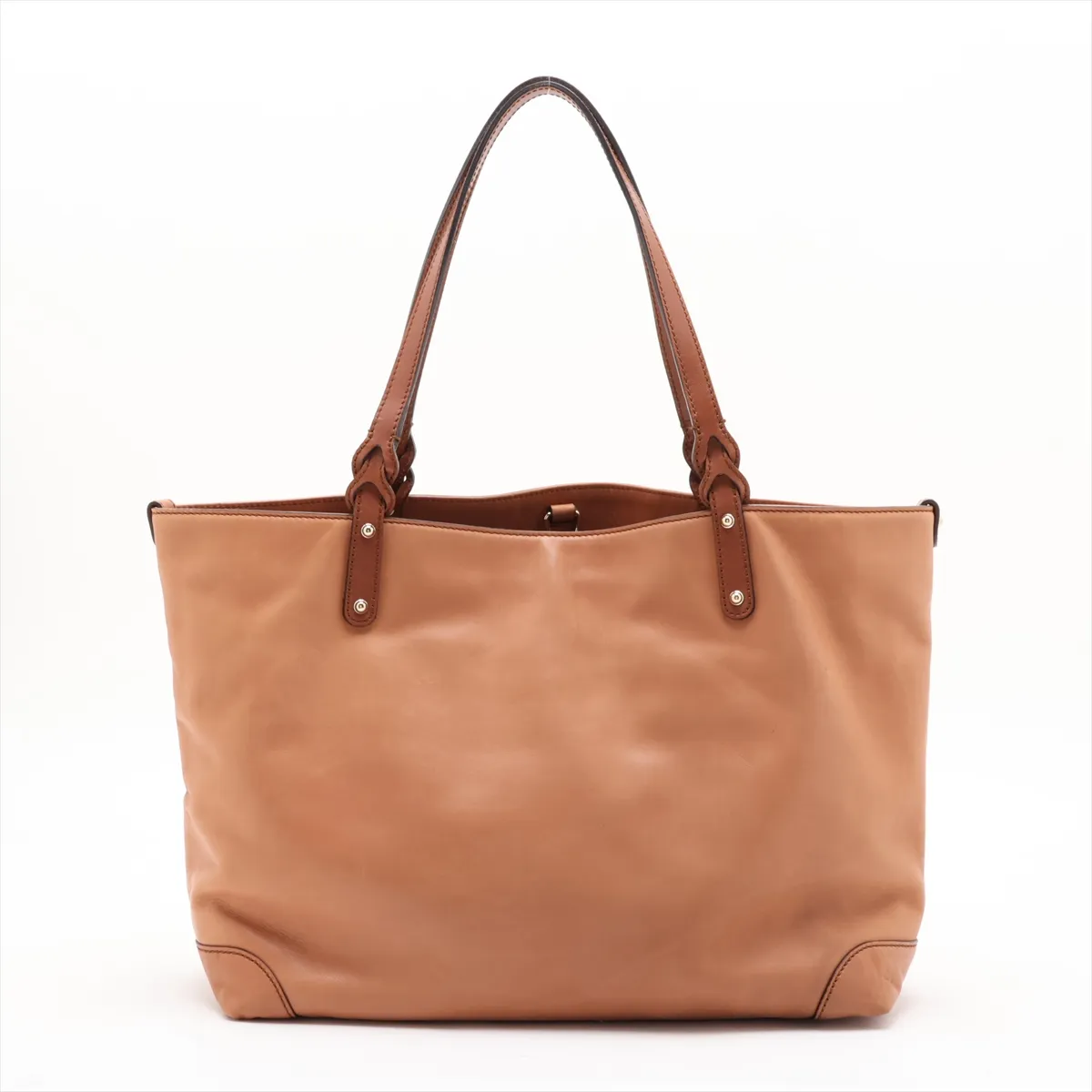 Leather Tote Bag, Brown, 247209 — view 2