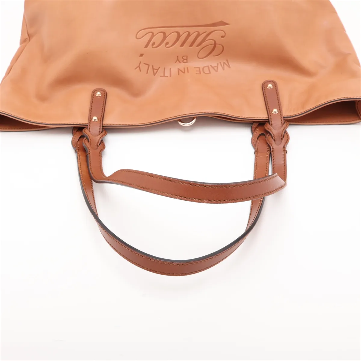 Leather Tote Bag, Brown, 247209 — view 5