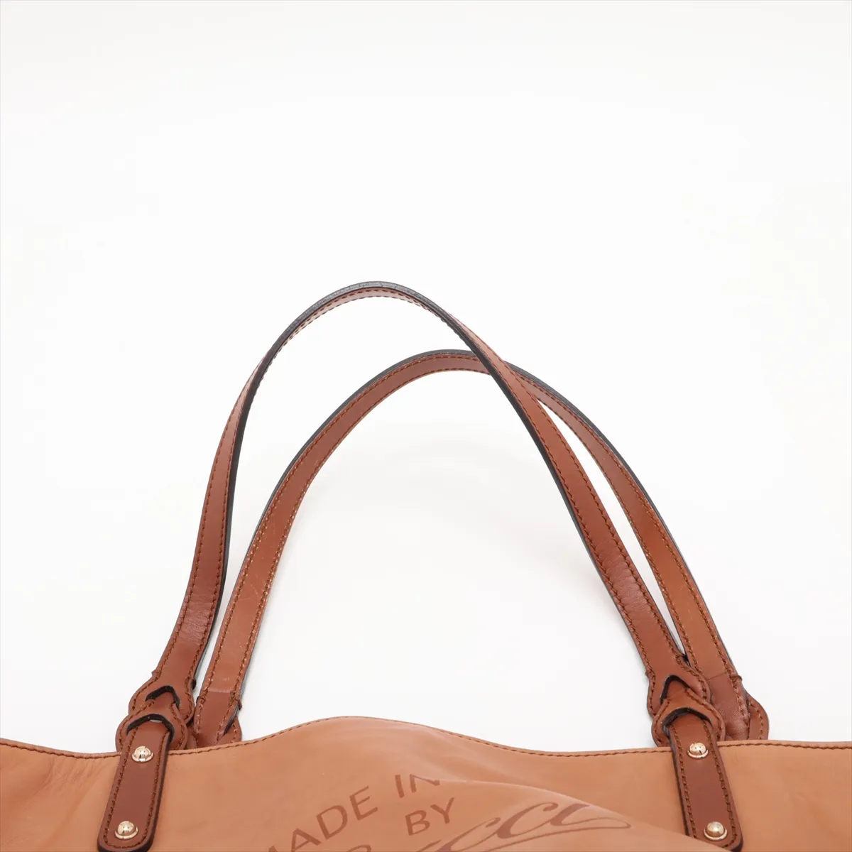 Leather Tote Bag, Brown, 247209 — view 6