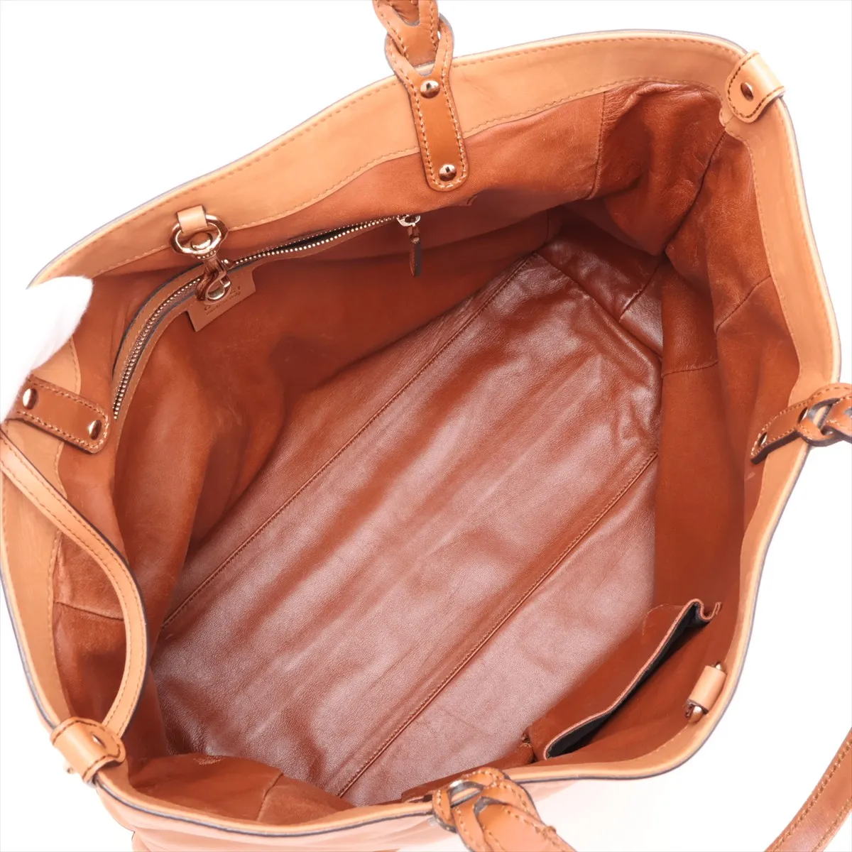 Leather Tote Bag, Brown, 247209 — view 7