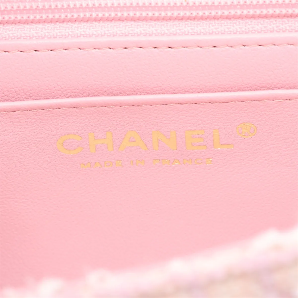 Matelassé Tweed 2-Way Handbag, Top Handle, Pink, Gold Hardware, G6357C50, Random Plate — view 12